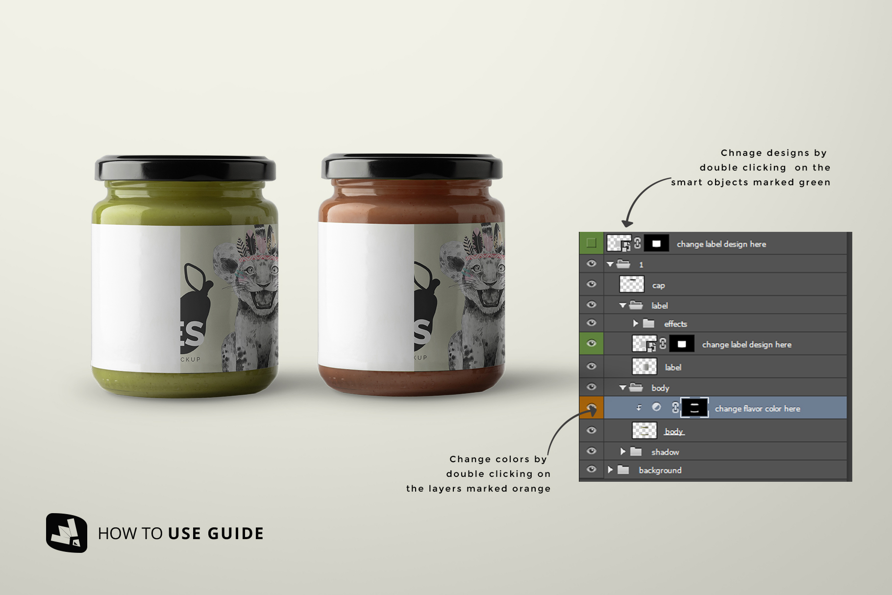 how to use guide of the organic baby food packaging mockup