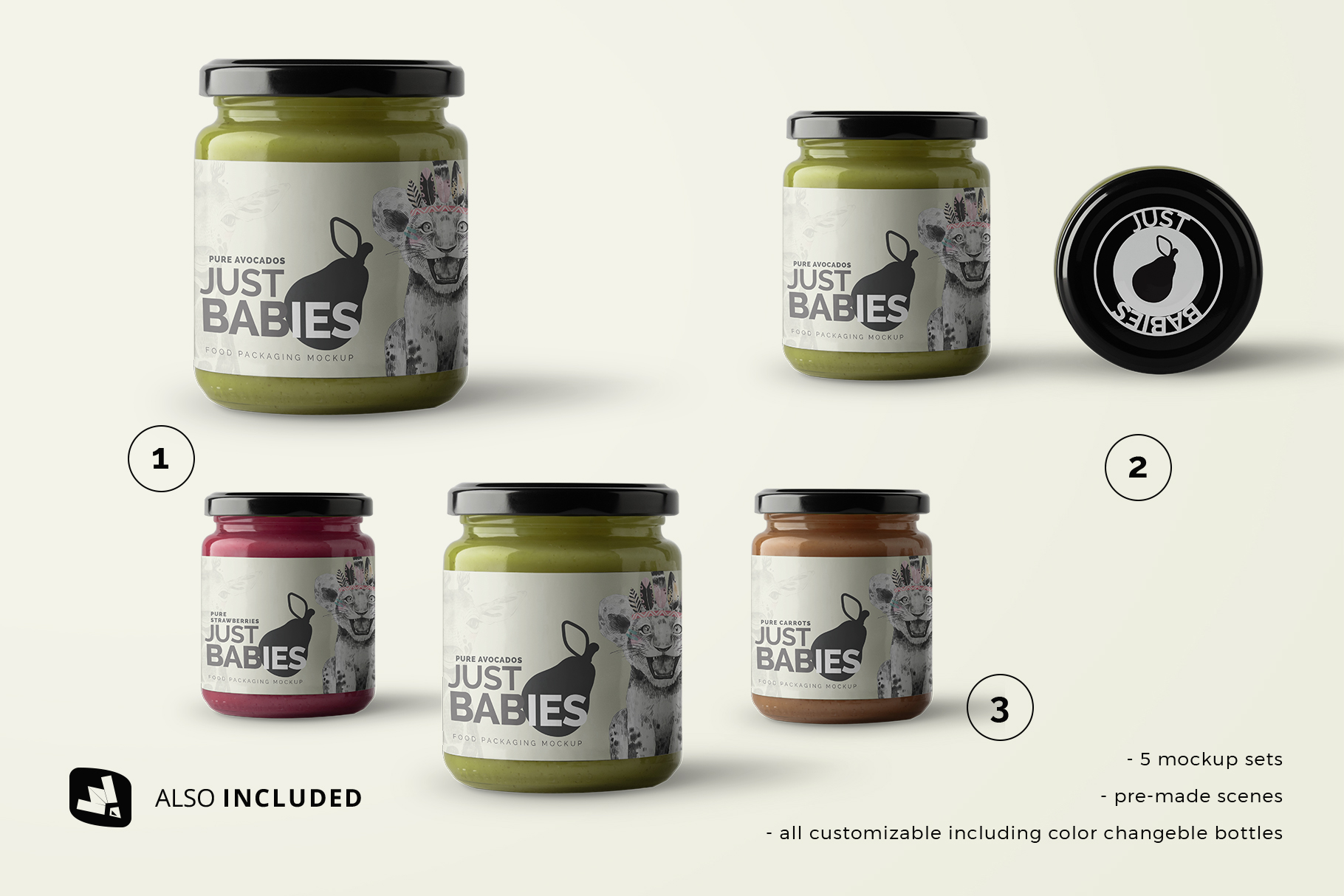 files included in the organic baby food packaging mockup