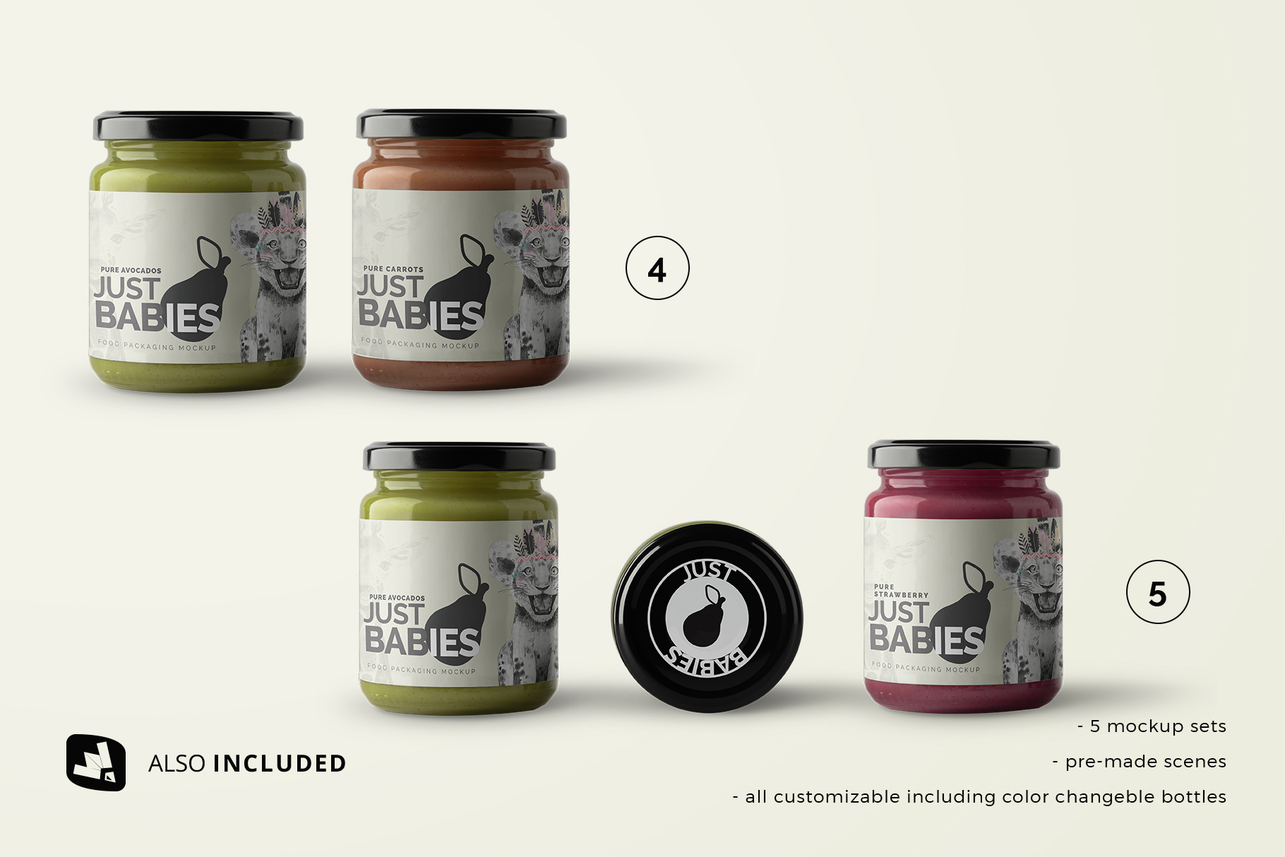 files included in the organic baby food packaging mockup
