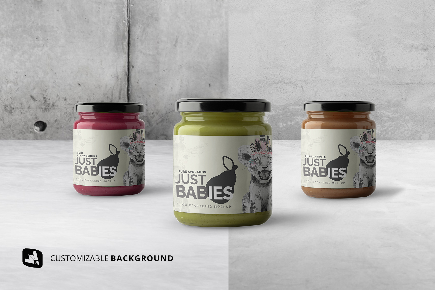 background options of the organic baby food packaging mockup