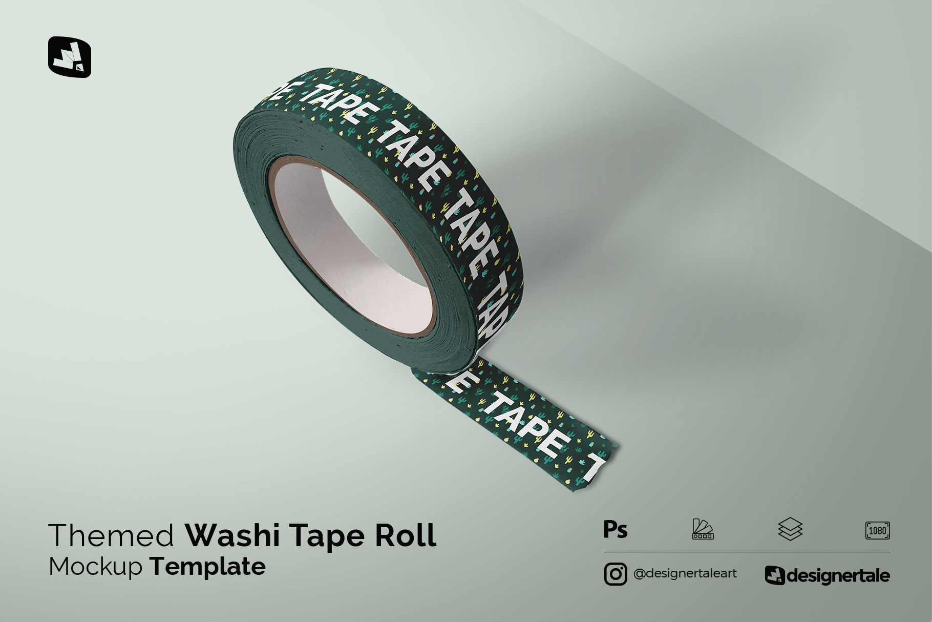 themed washi tape roll mockup