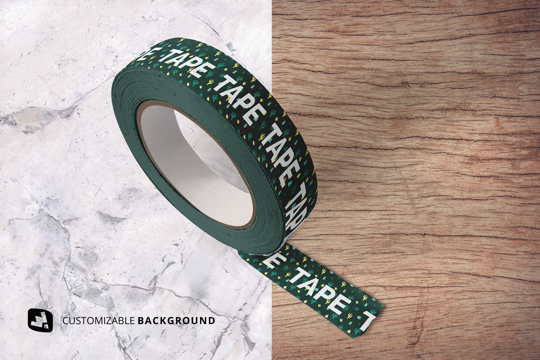 background options of the themed washi tape roll mockup