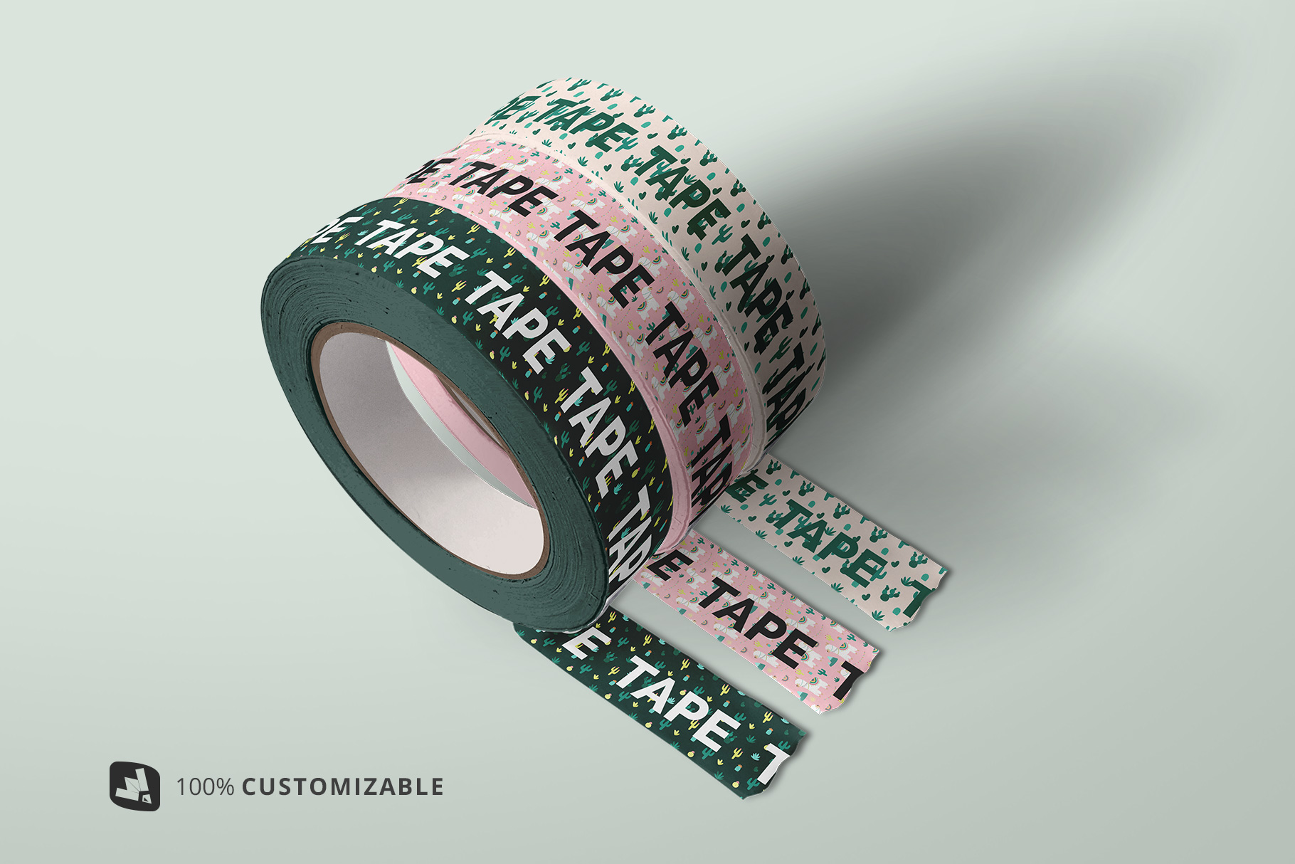 customization of the themed washi tape roll mockup