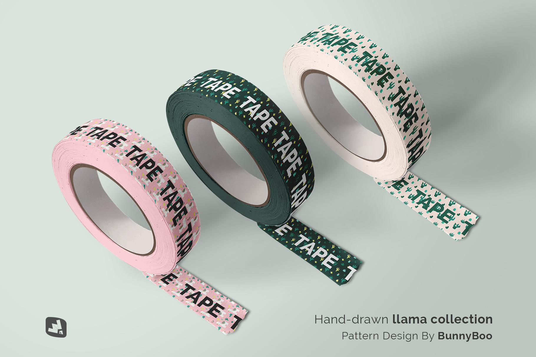 designer's credit of the themed washi tape roll mockup