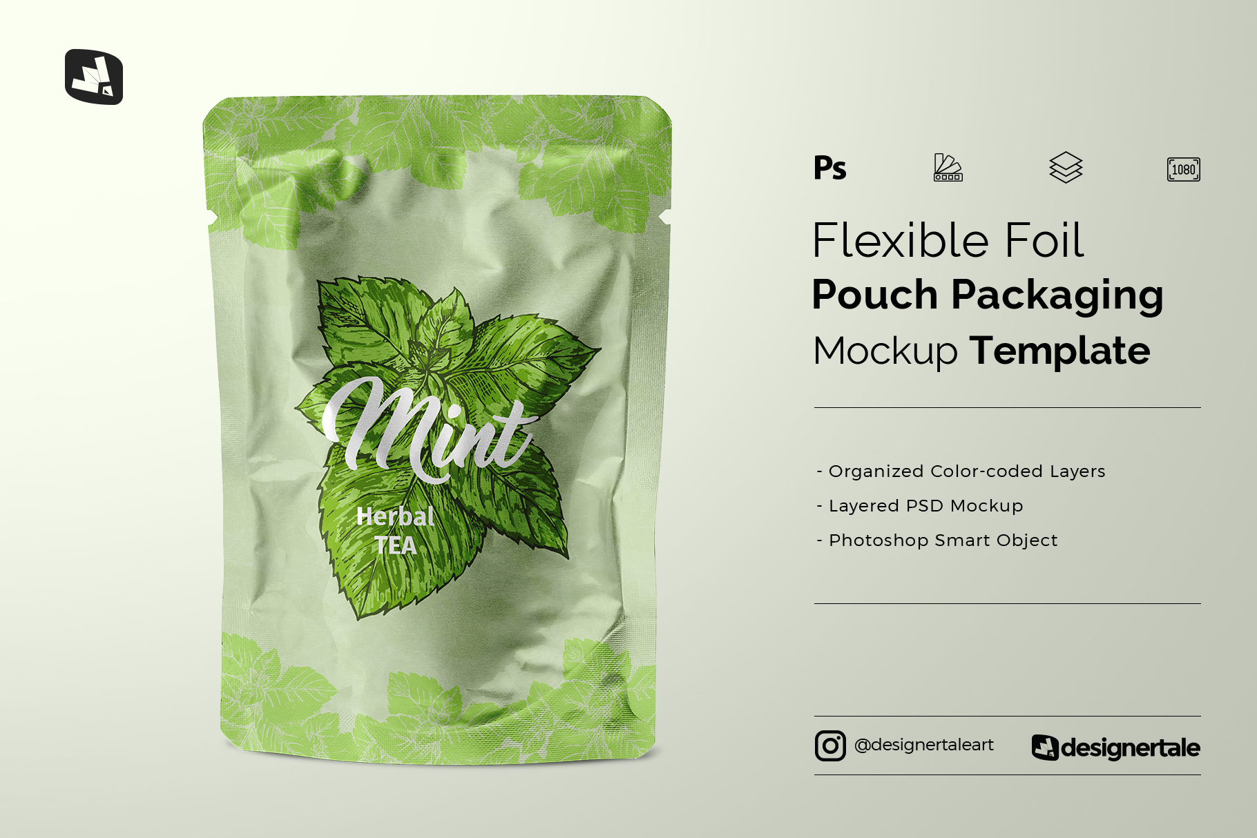 flexible foil pouch packaging mockup