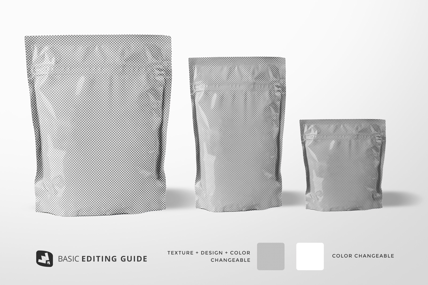 editablity of the flexible food pouch packaging mockup