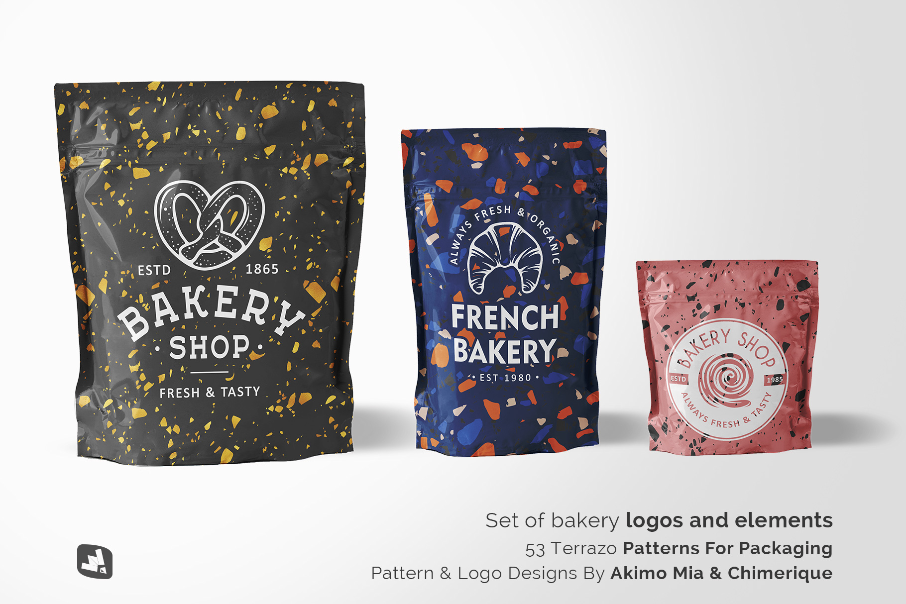 designer's credit of the flexible food pouch packaging mockup
