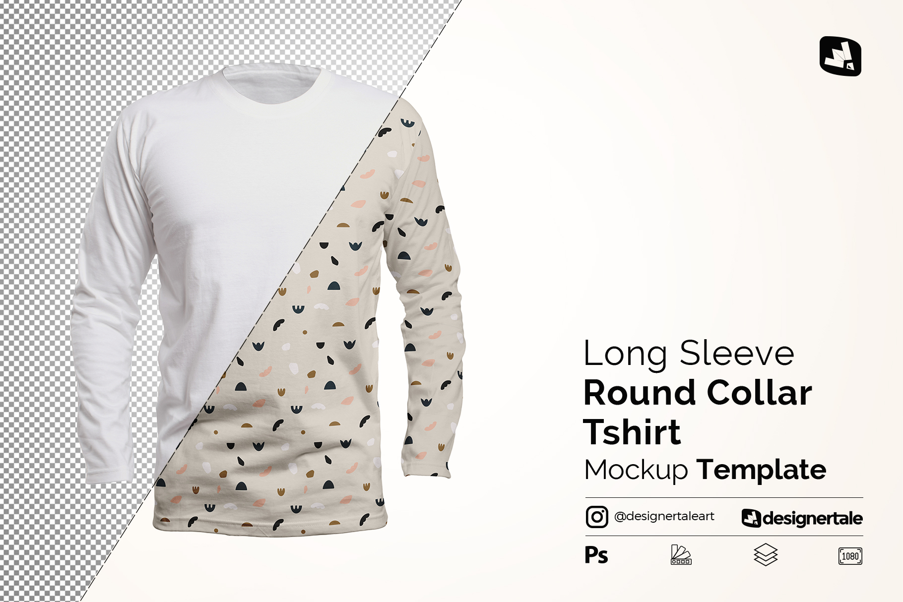 long sleeve round collar tshirt mockup