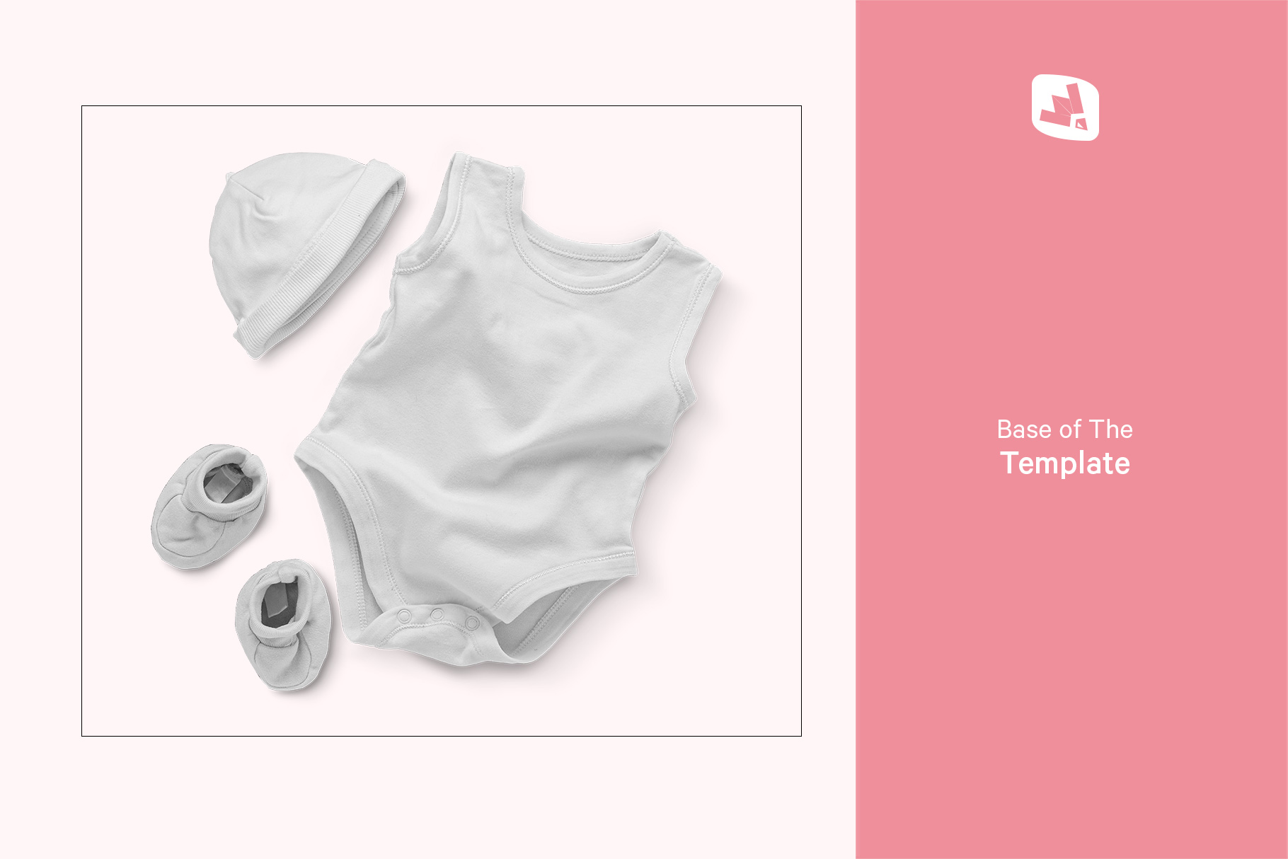 base image of the sleeveless baby romper with cap mockup