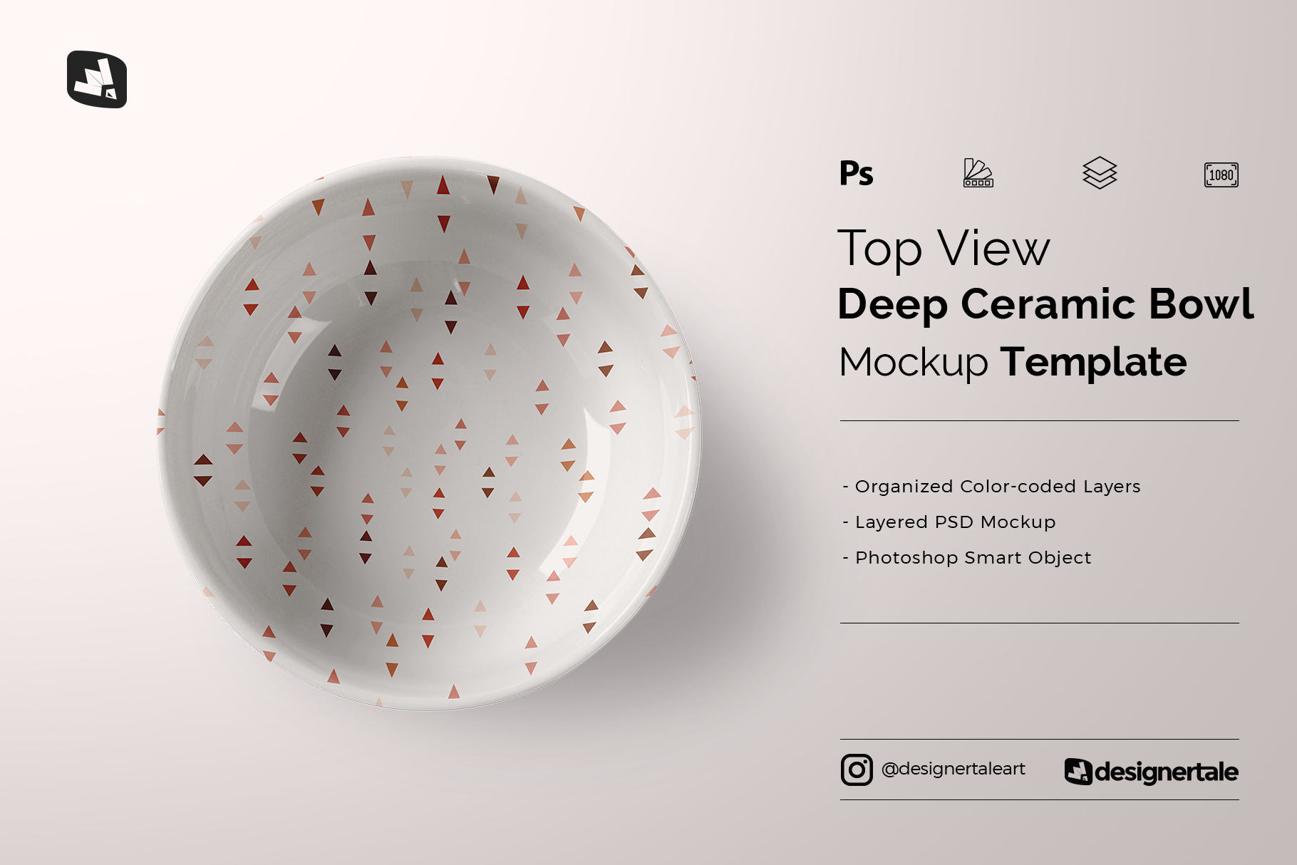 top view deep ceramic bowl mockup