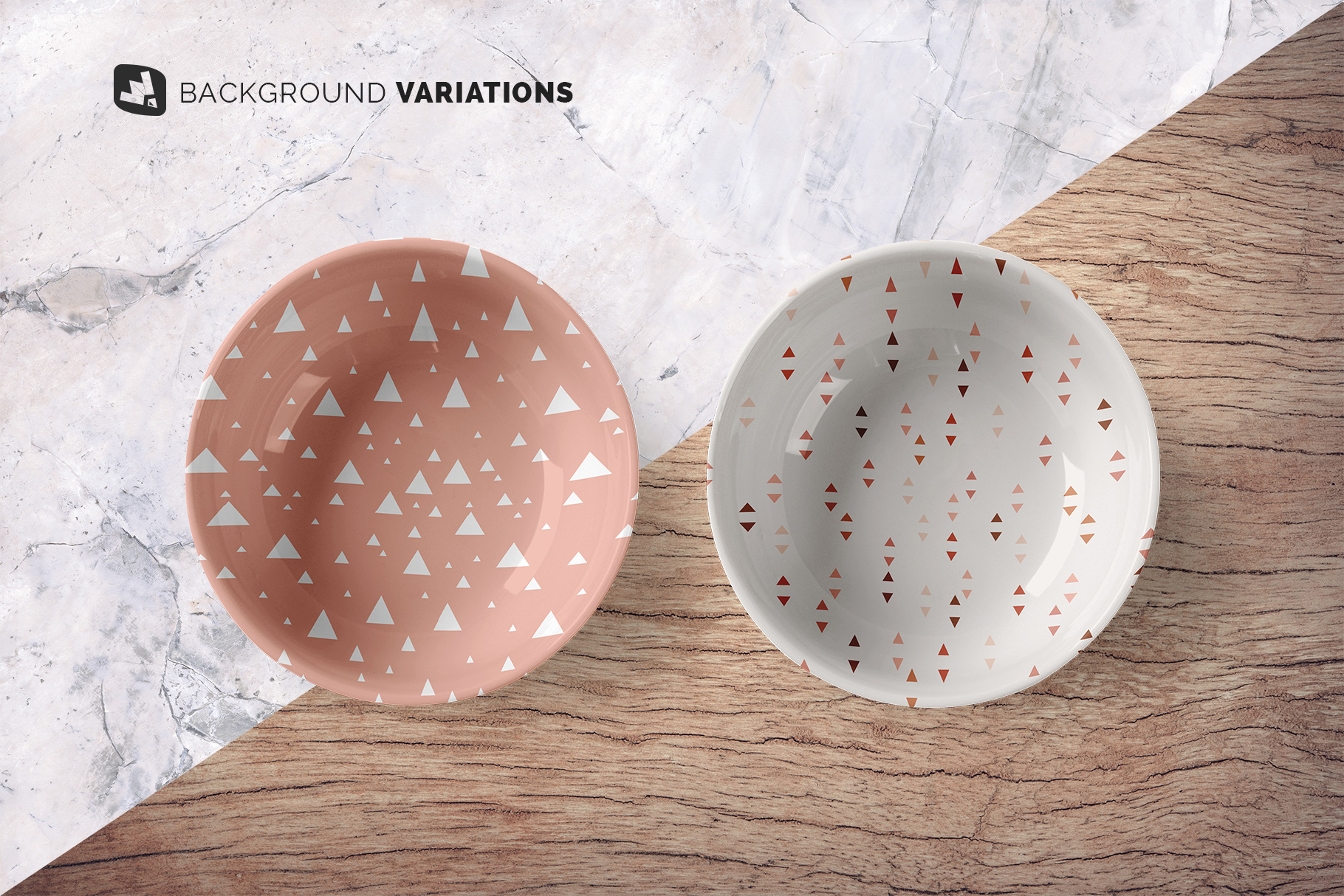 background options of the top view deep ceramic bowl mockup