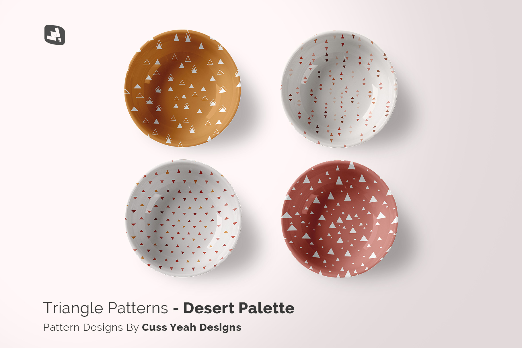 designer's credit of the top view deep ceramic bowl mockup