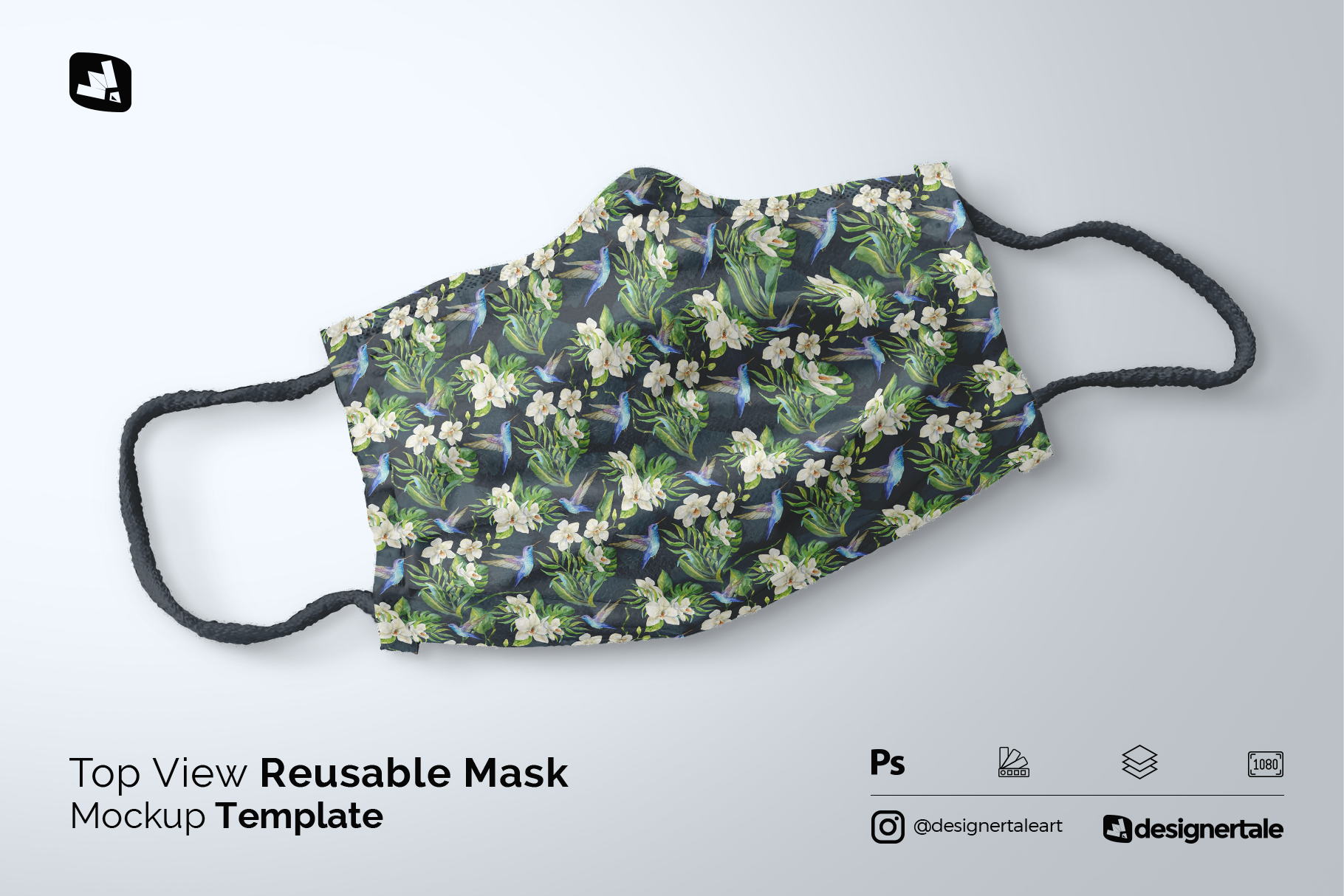 top view reusable mask mockup