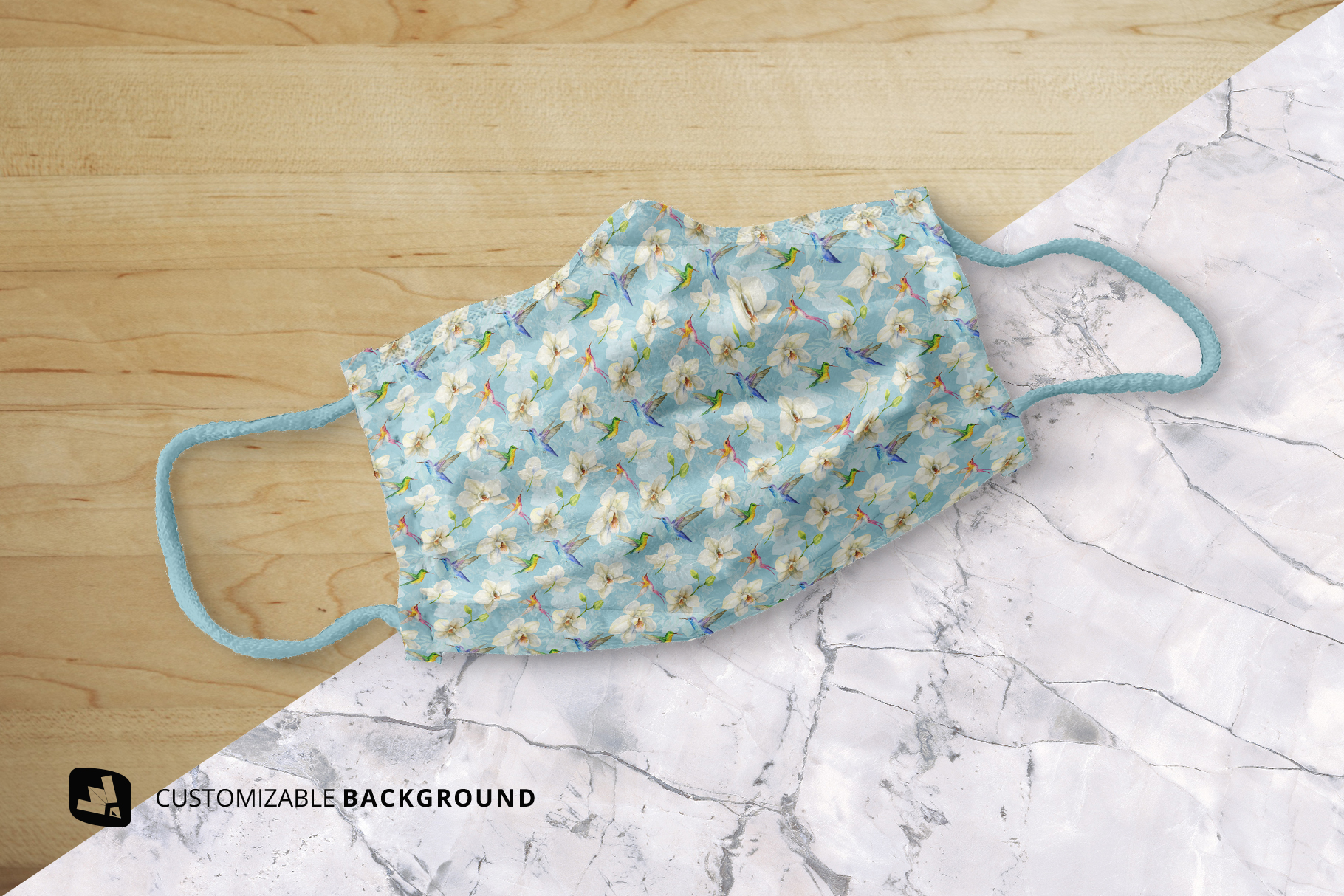 background options of the top view reusable mask mockup