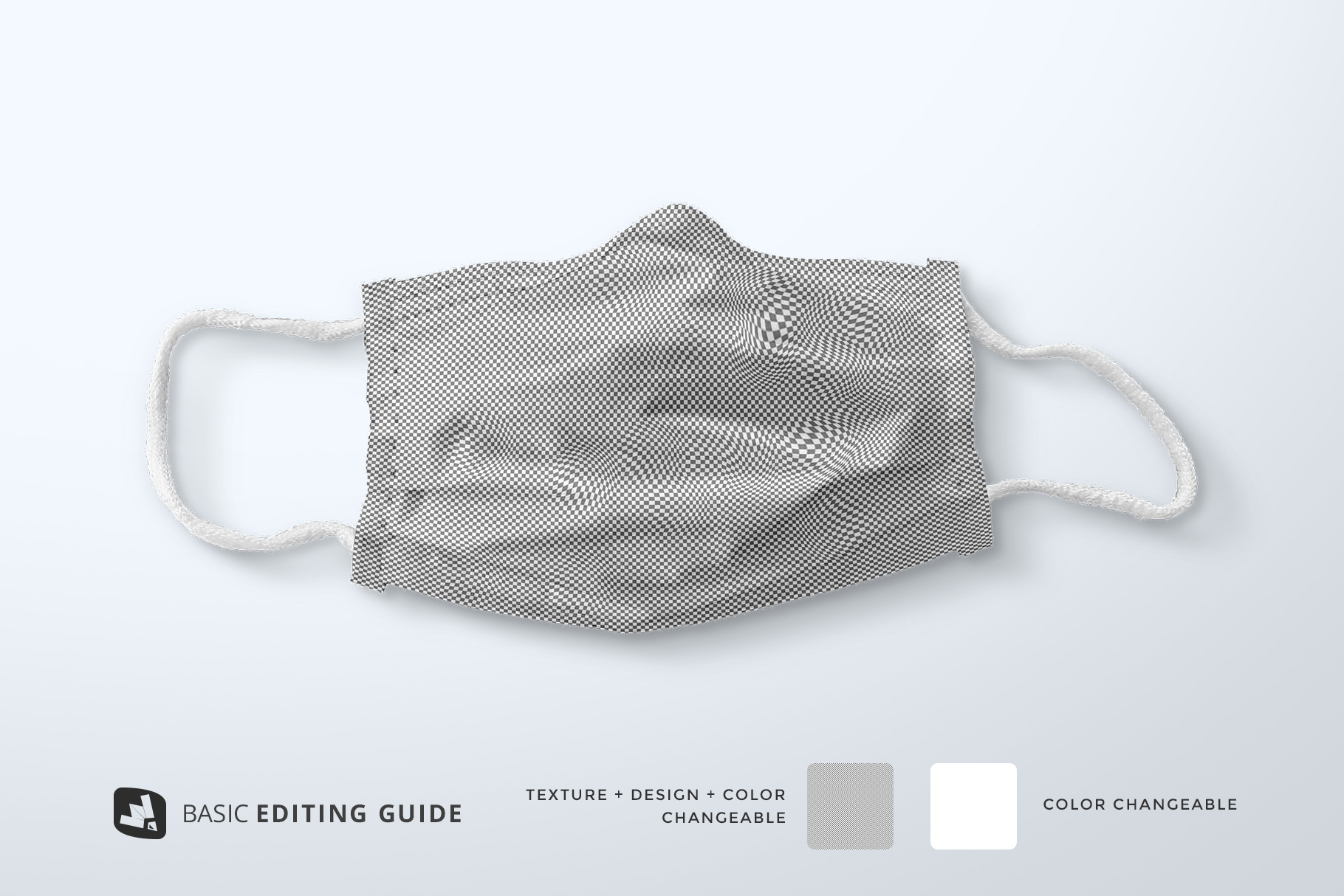 editability of the top view reusable mask mockup