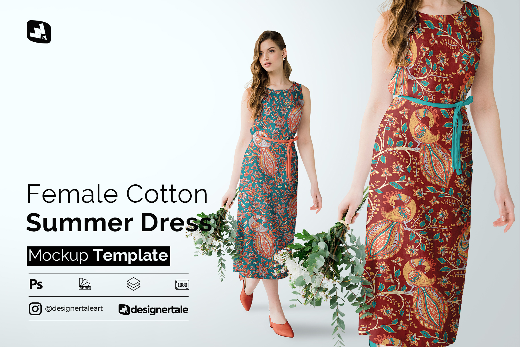 female cotton summer dress mockup