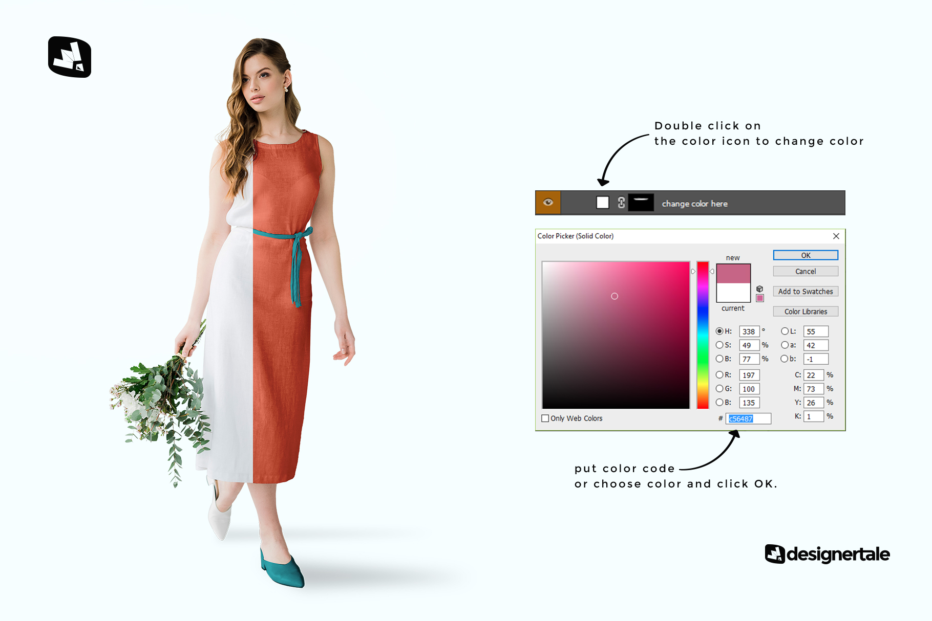 how to change color of the female cotton summer dress mockup
