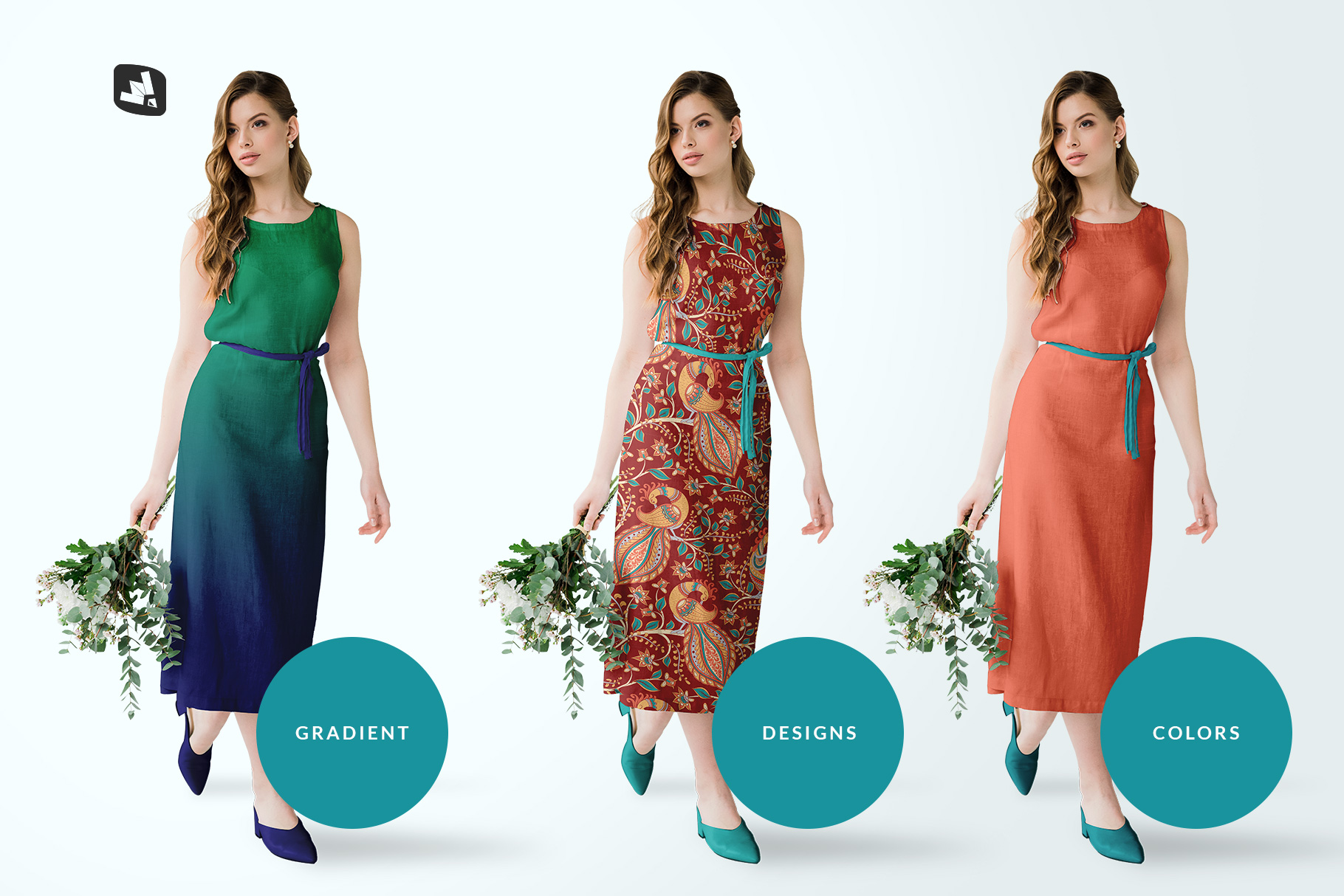 types of the female cotton summer dress mockup