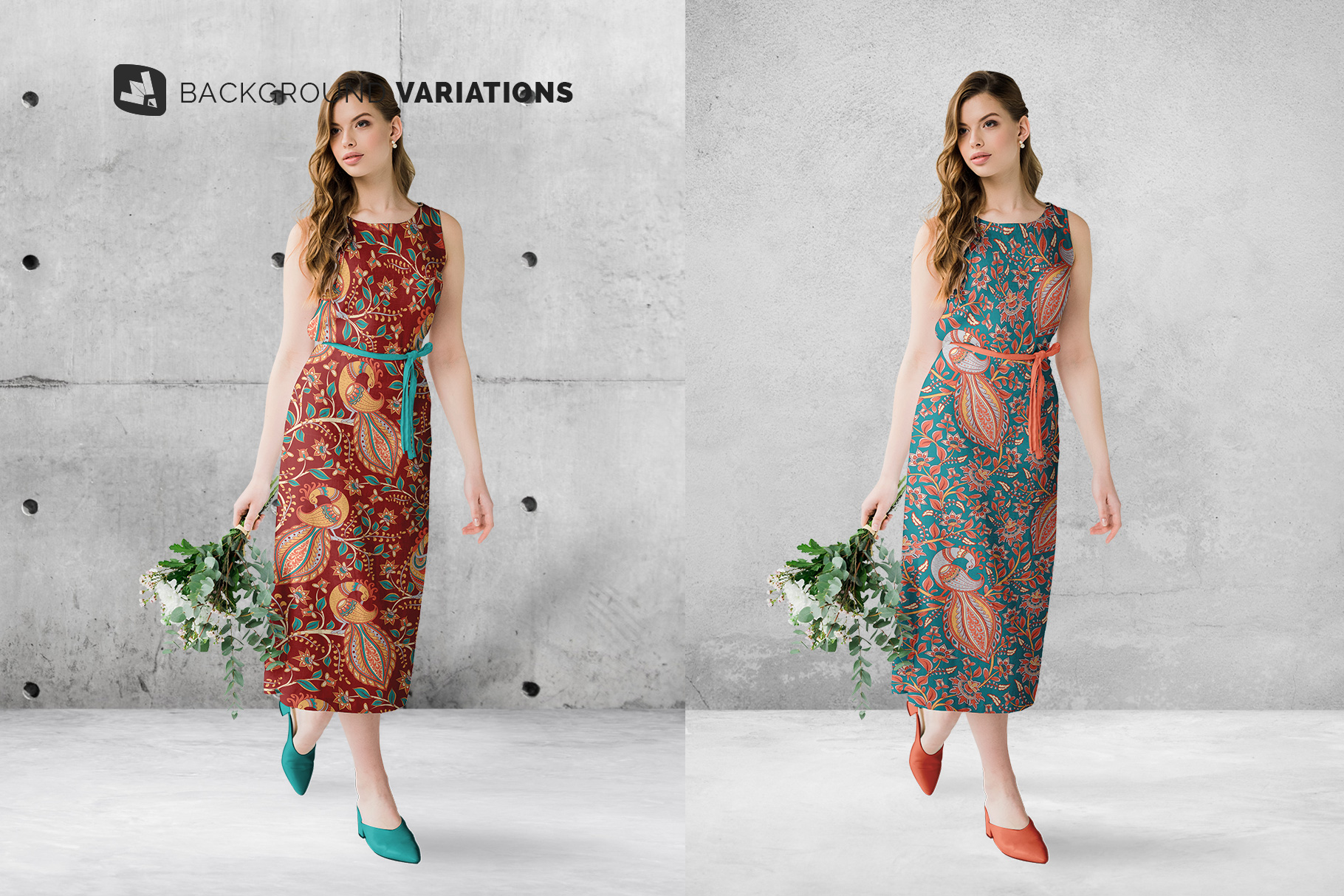 background options of the female cotton summer dress mockup