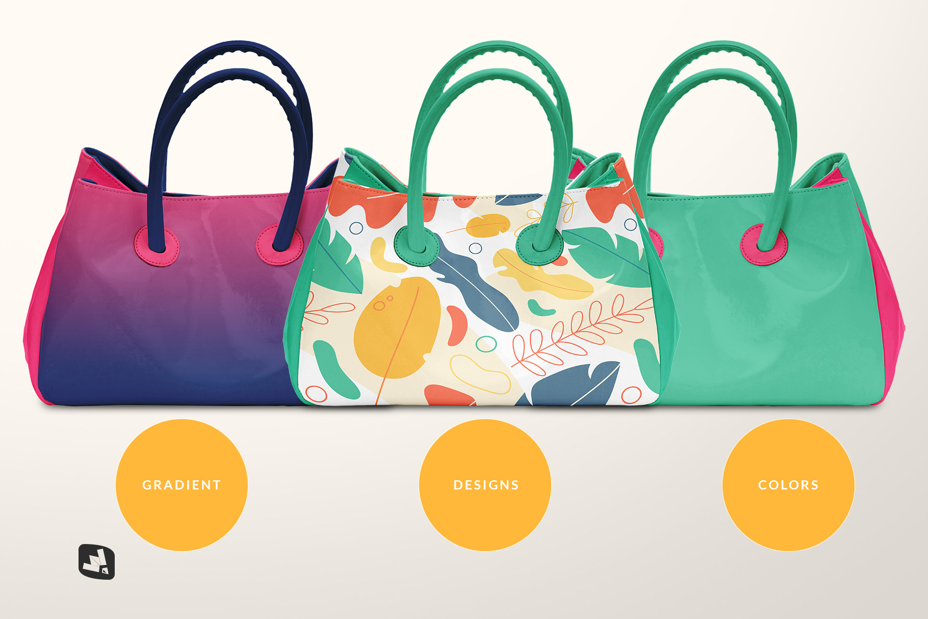 types of the female handbag mockup