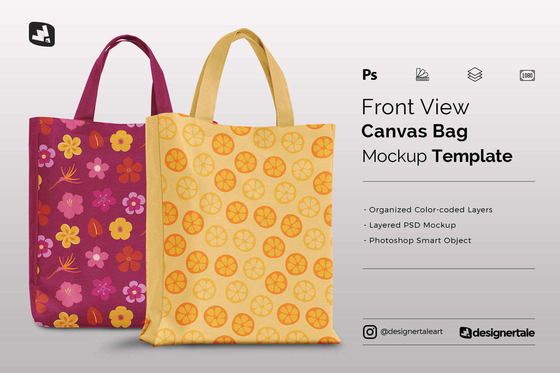 front view canvas bag mockup