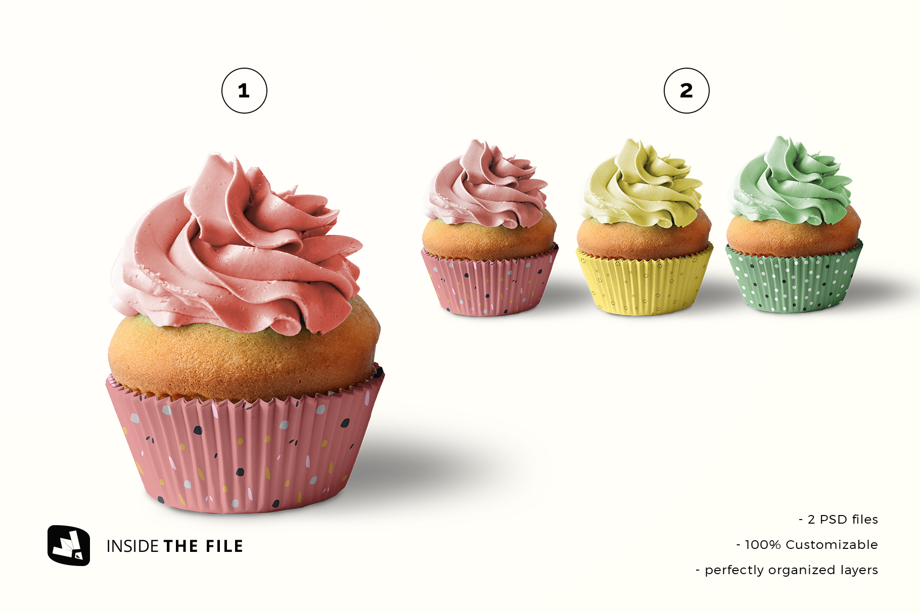 files included in the frontview cupcake casing mockup