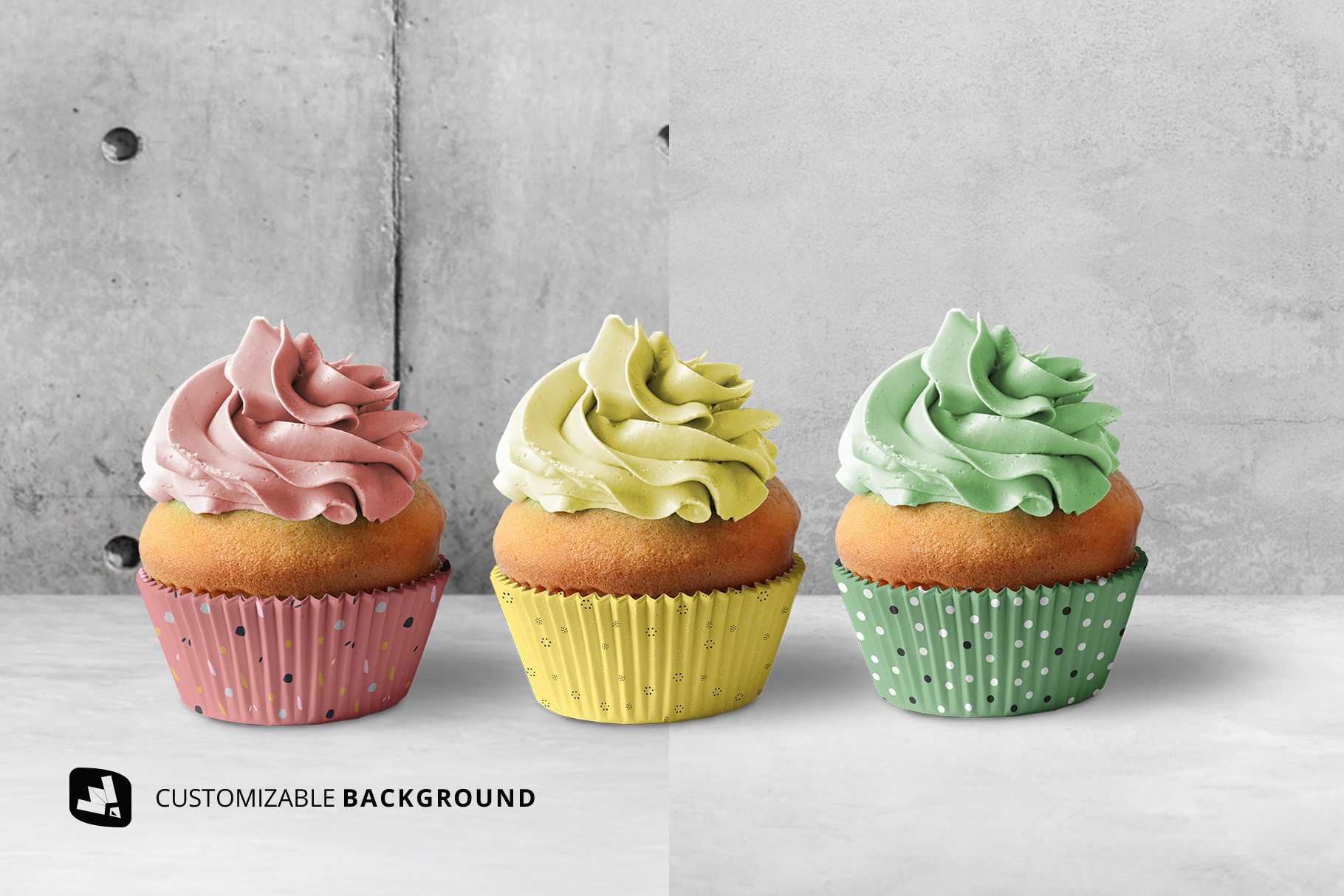 background options of the frontview cupcake casing mockup
