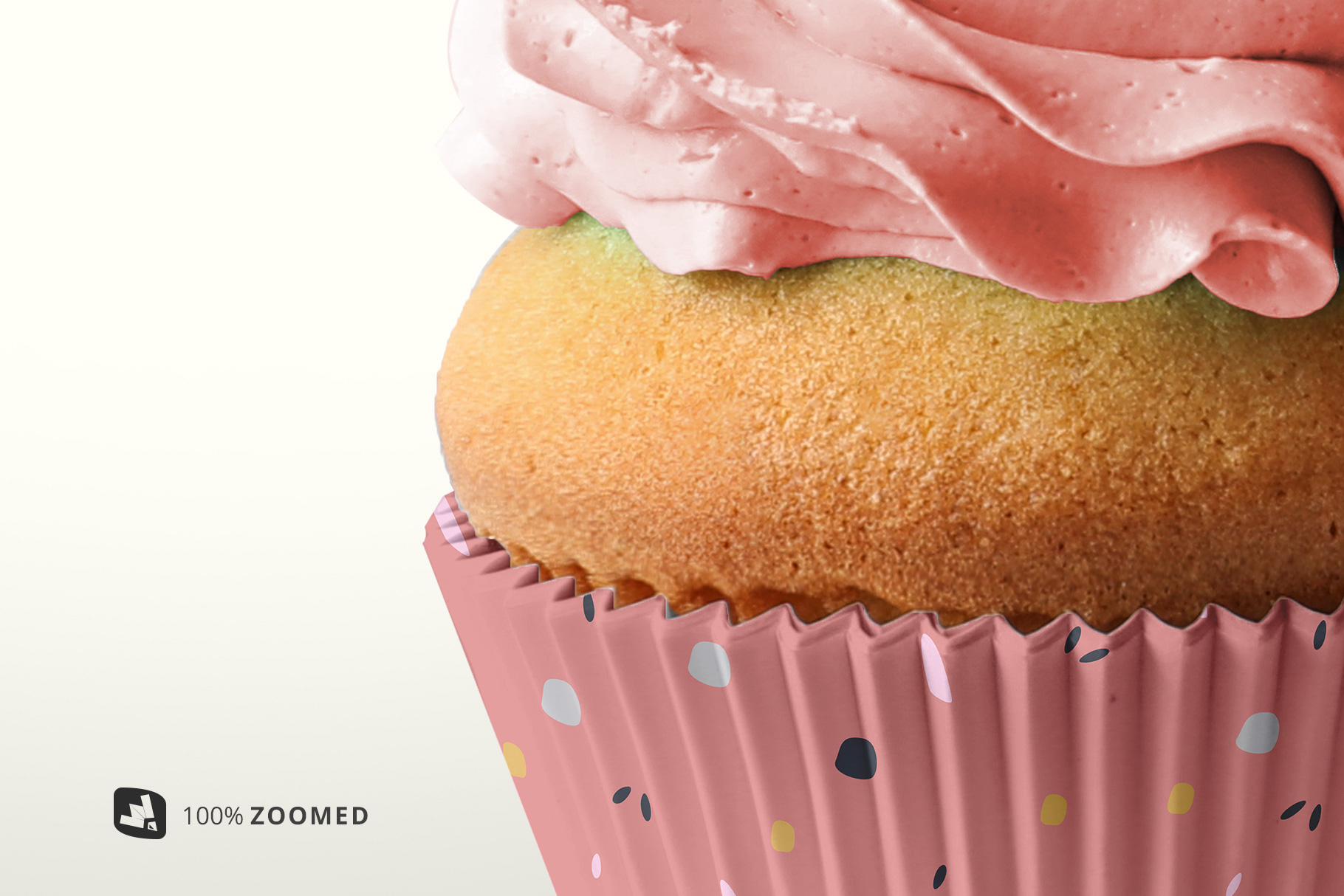 zoomed in image of the frontview cupcake casing mockup
