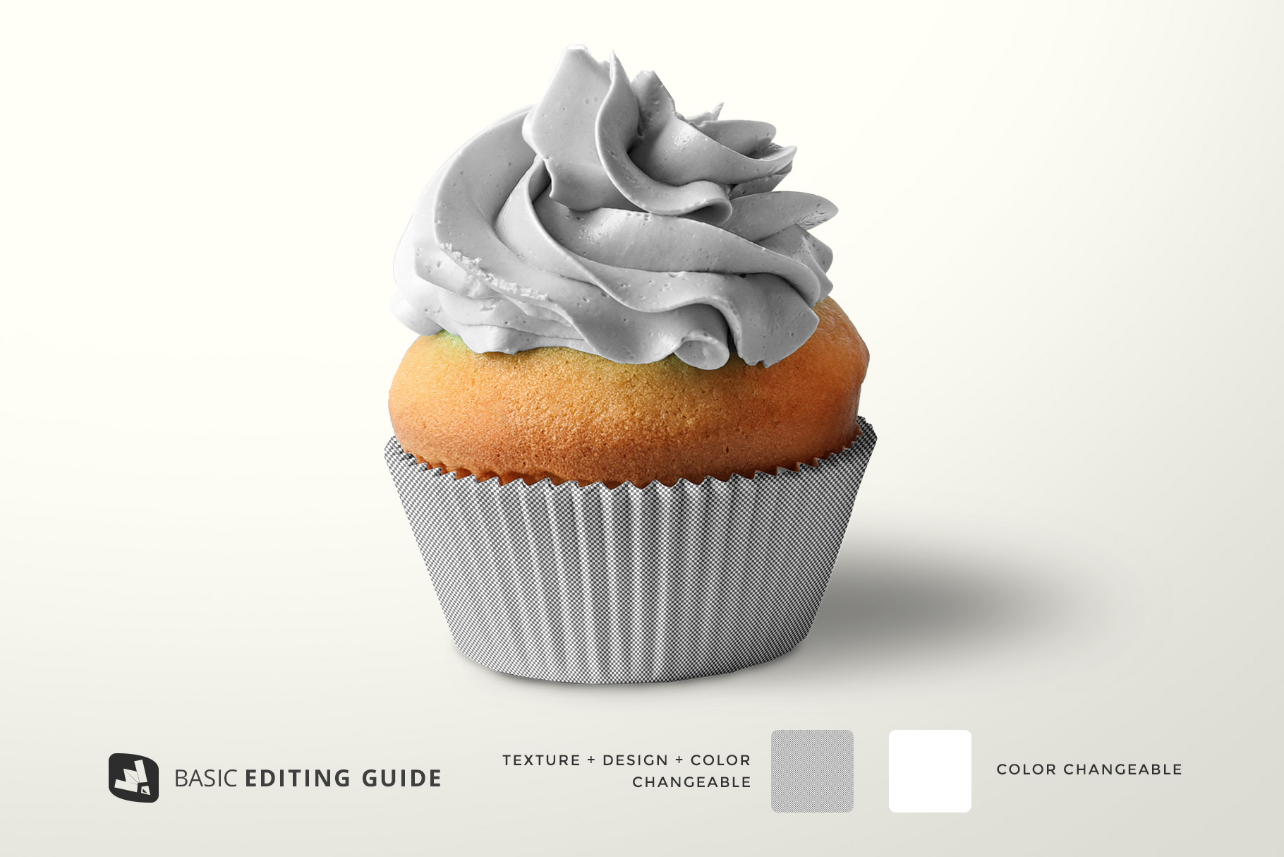 editability of the frontview cupcake casing mockup