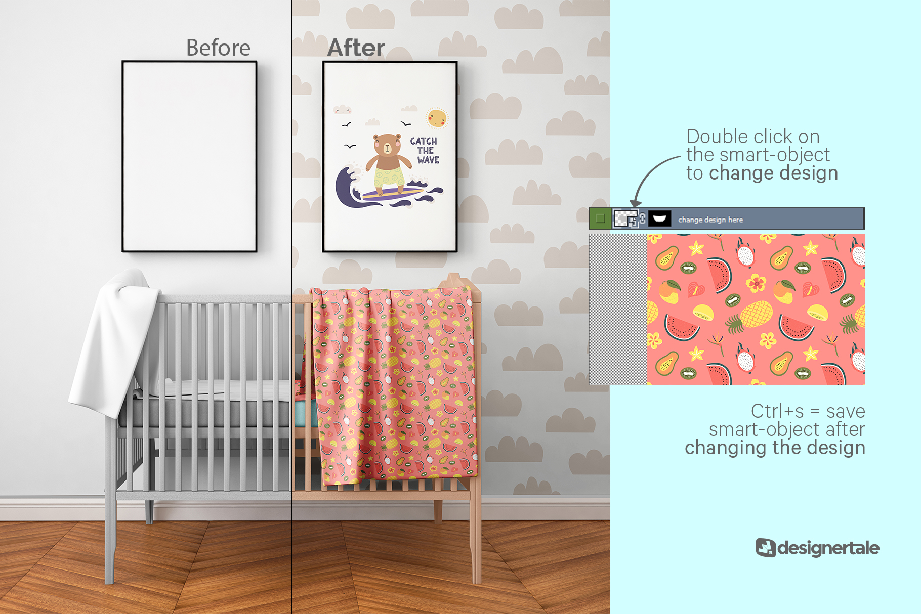 how to change design of the nursery interior mockup