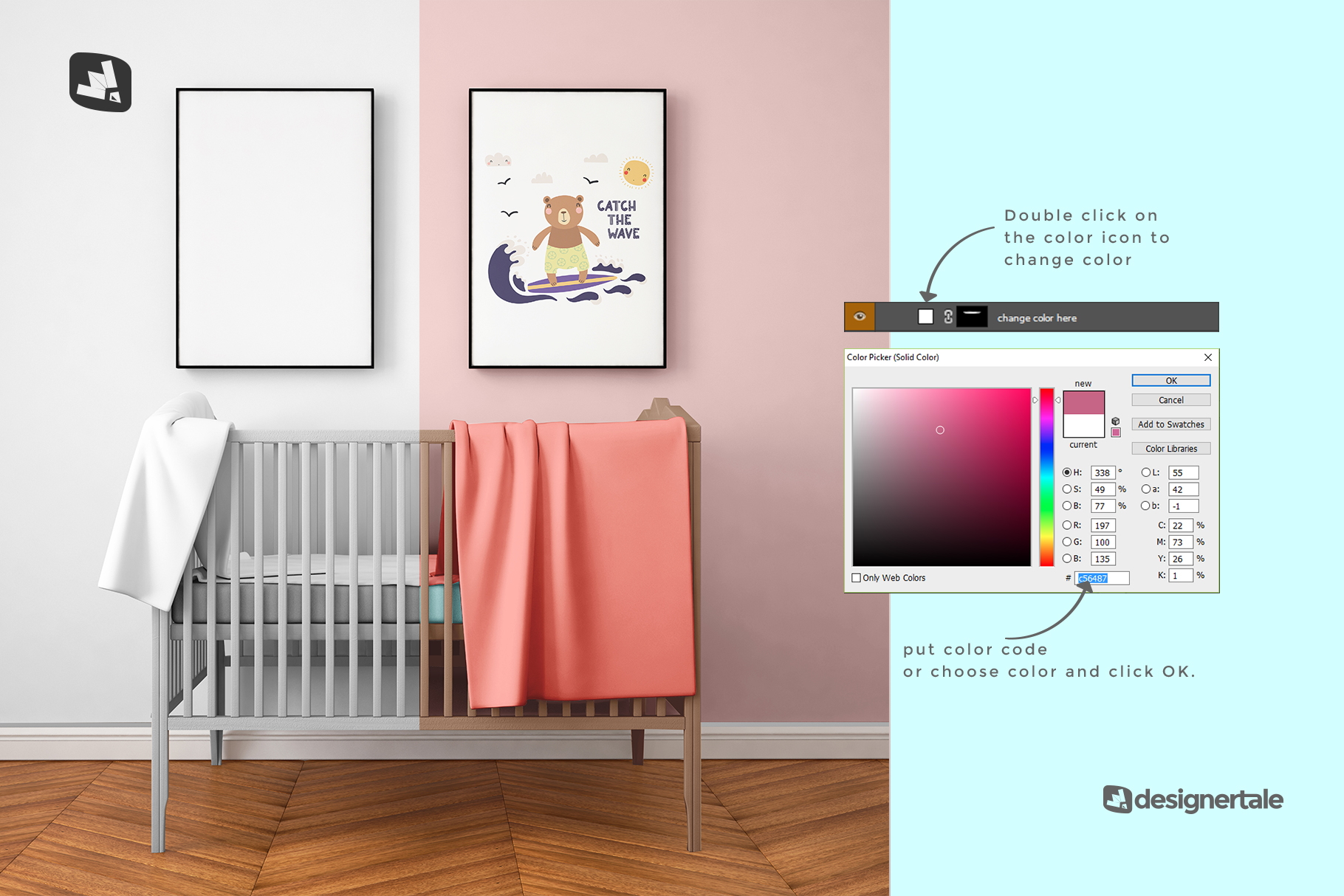 how to change color of the nursery interior mockup