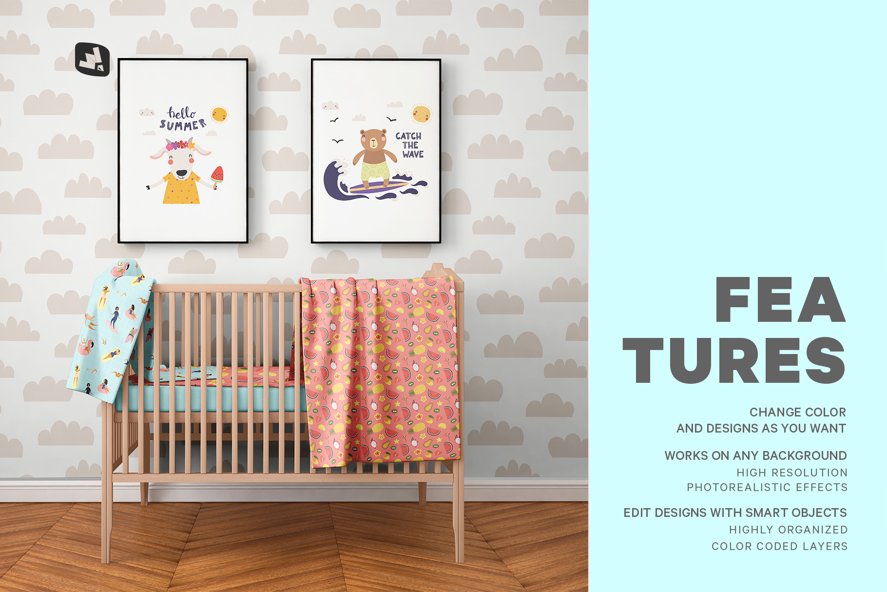 features of the nursery interior mockup