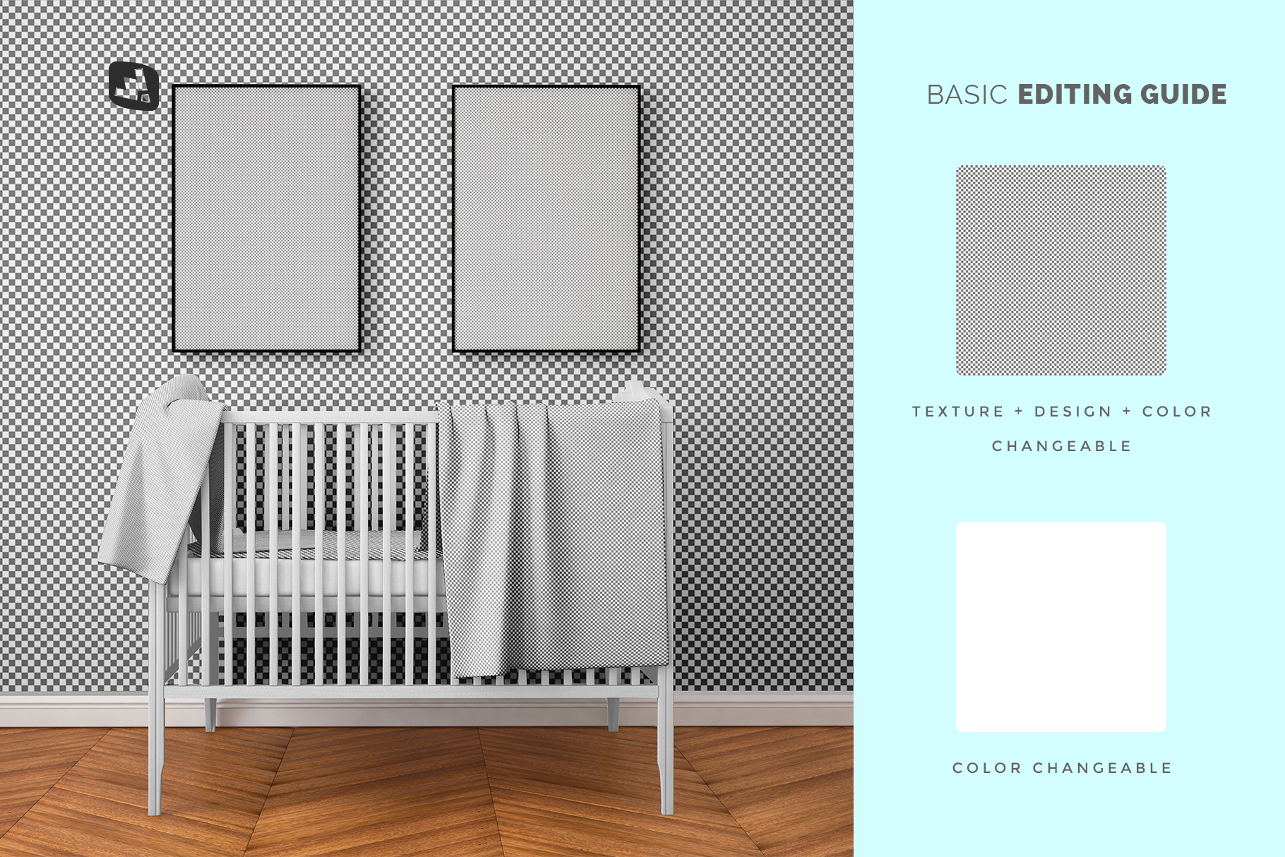 editability of the nursery interior mockup