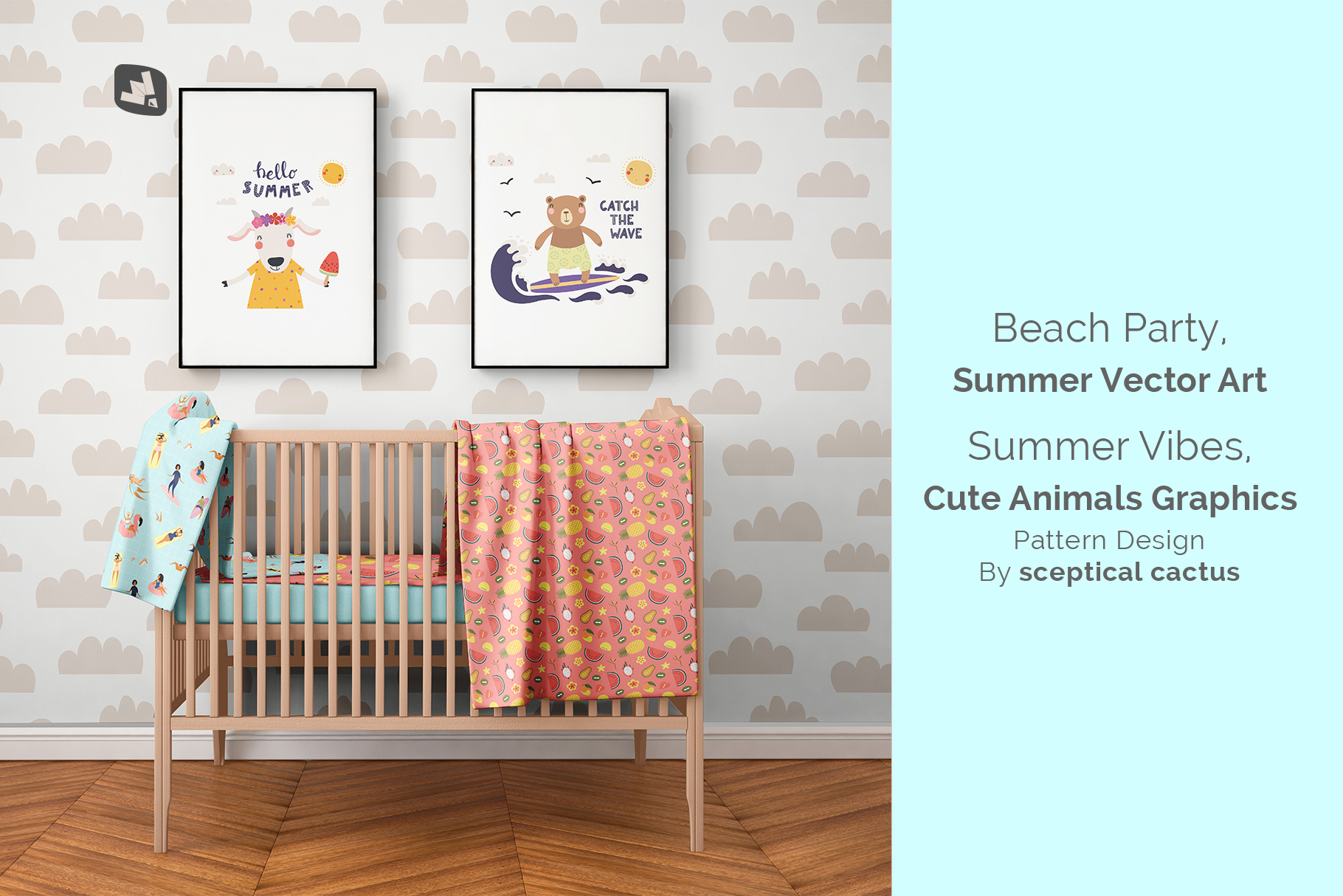 designer's credit of the nursery interior mockup