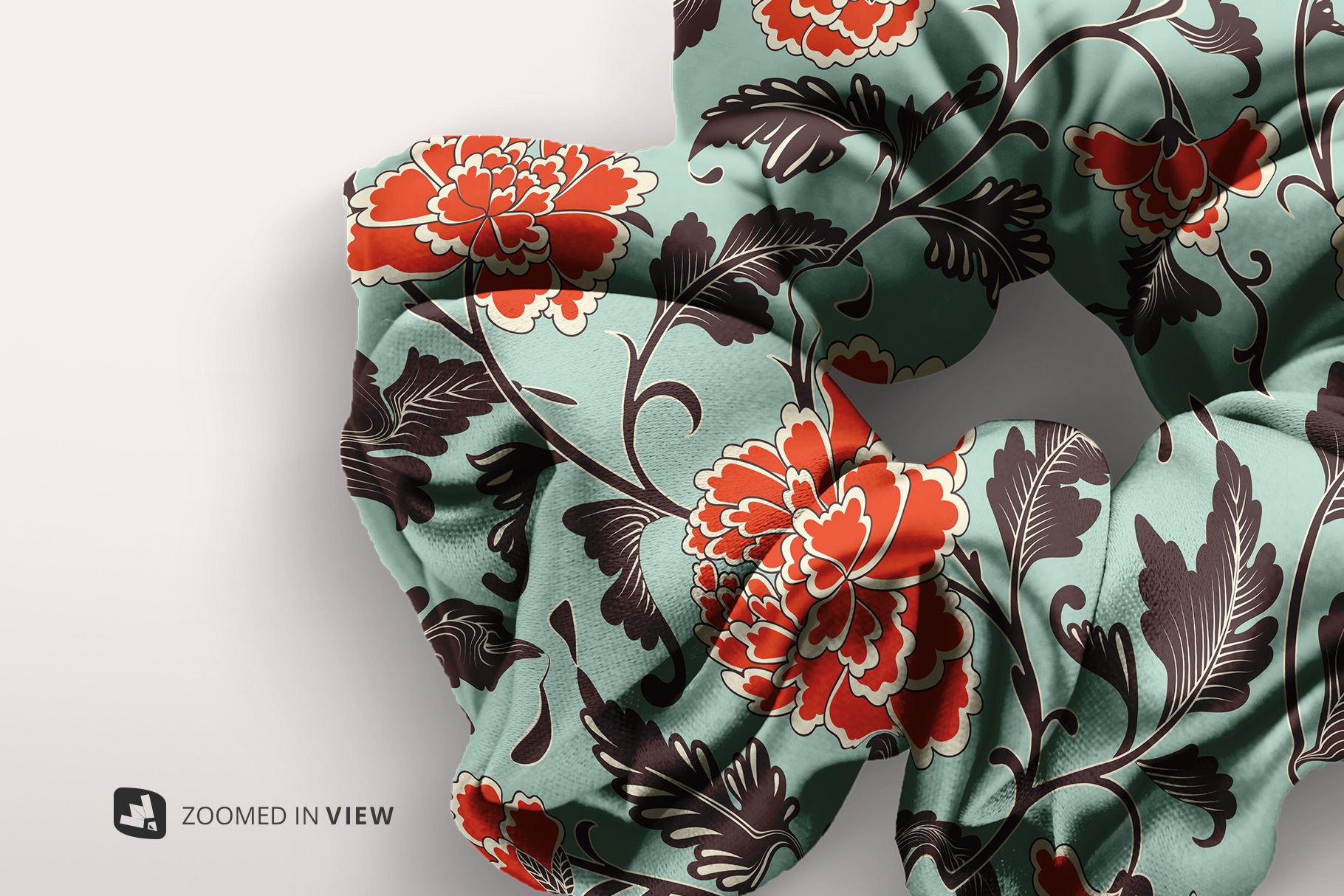 zoomed in image of the silk scrunchy mockup