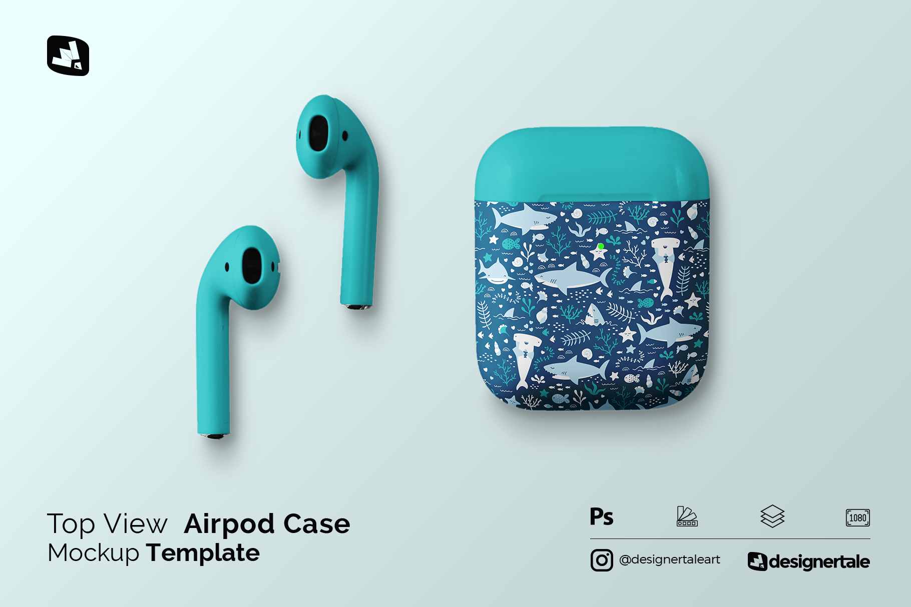 top view airpod case mockup