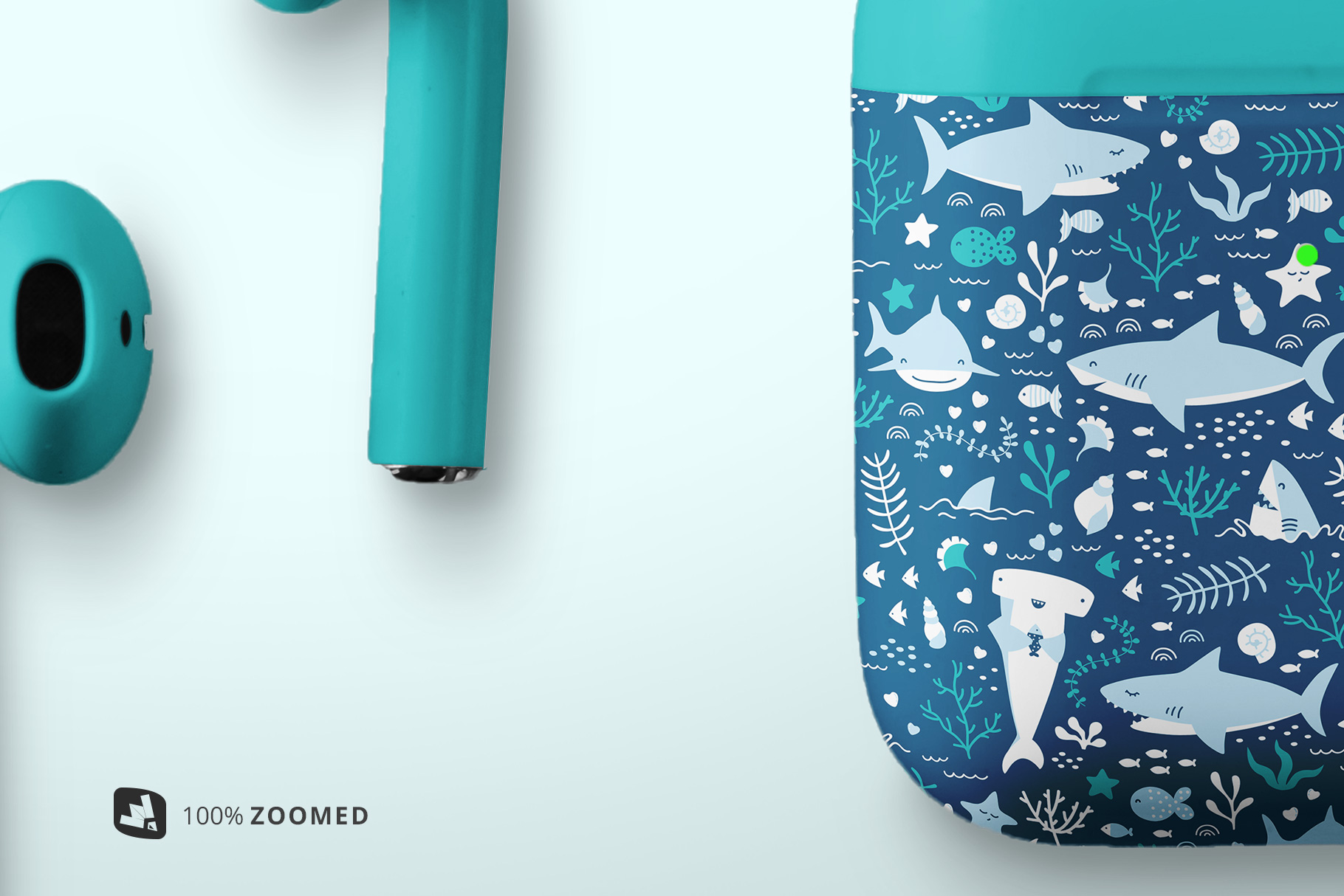 zoomed in image of the top view airpod case mockup