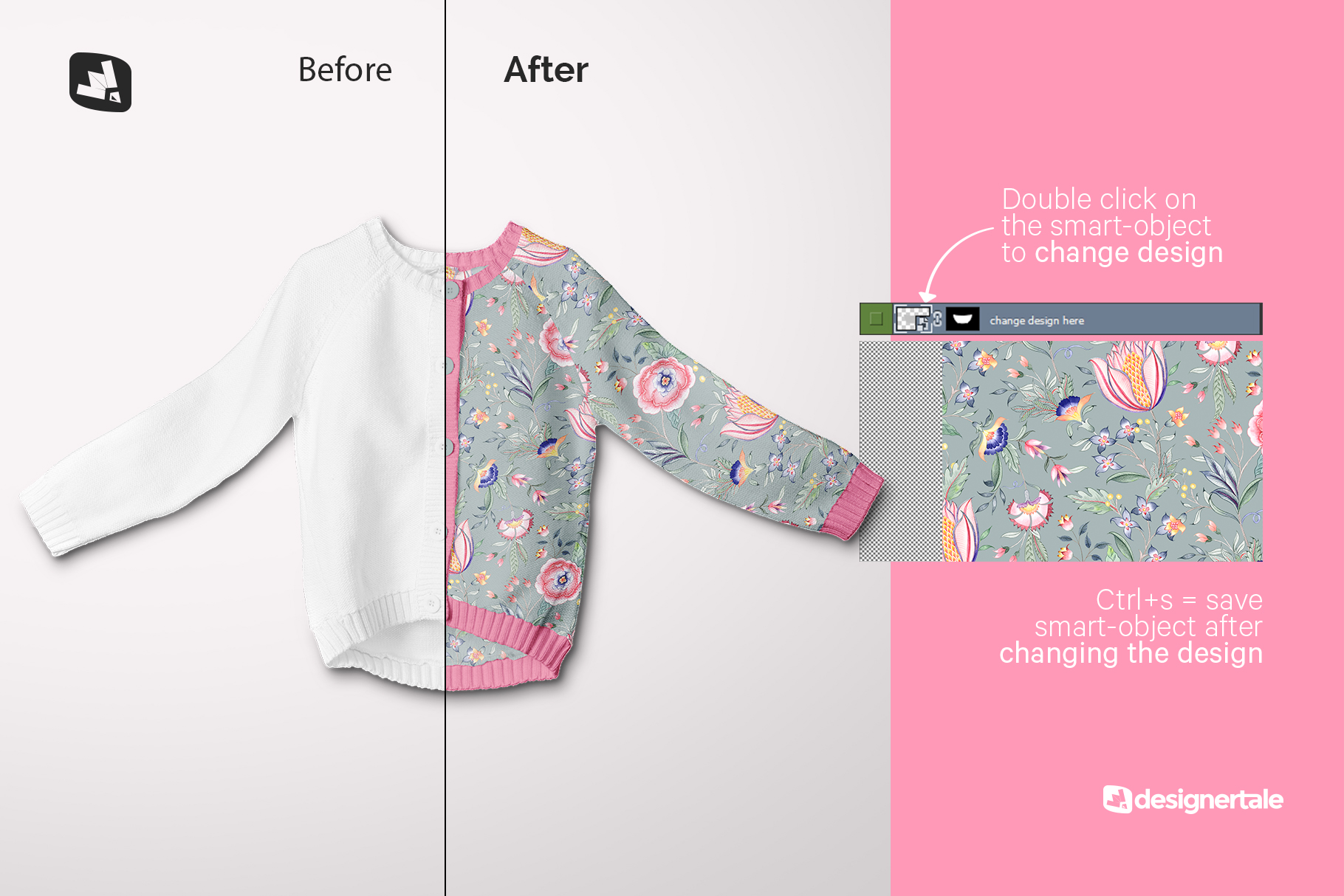 how to change design of the top view baby sweater mockup
