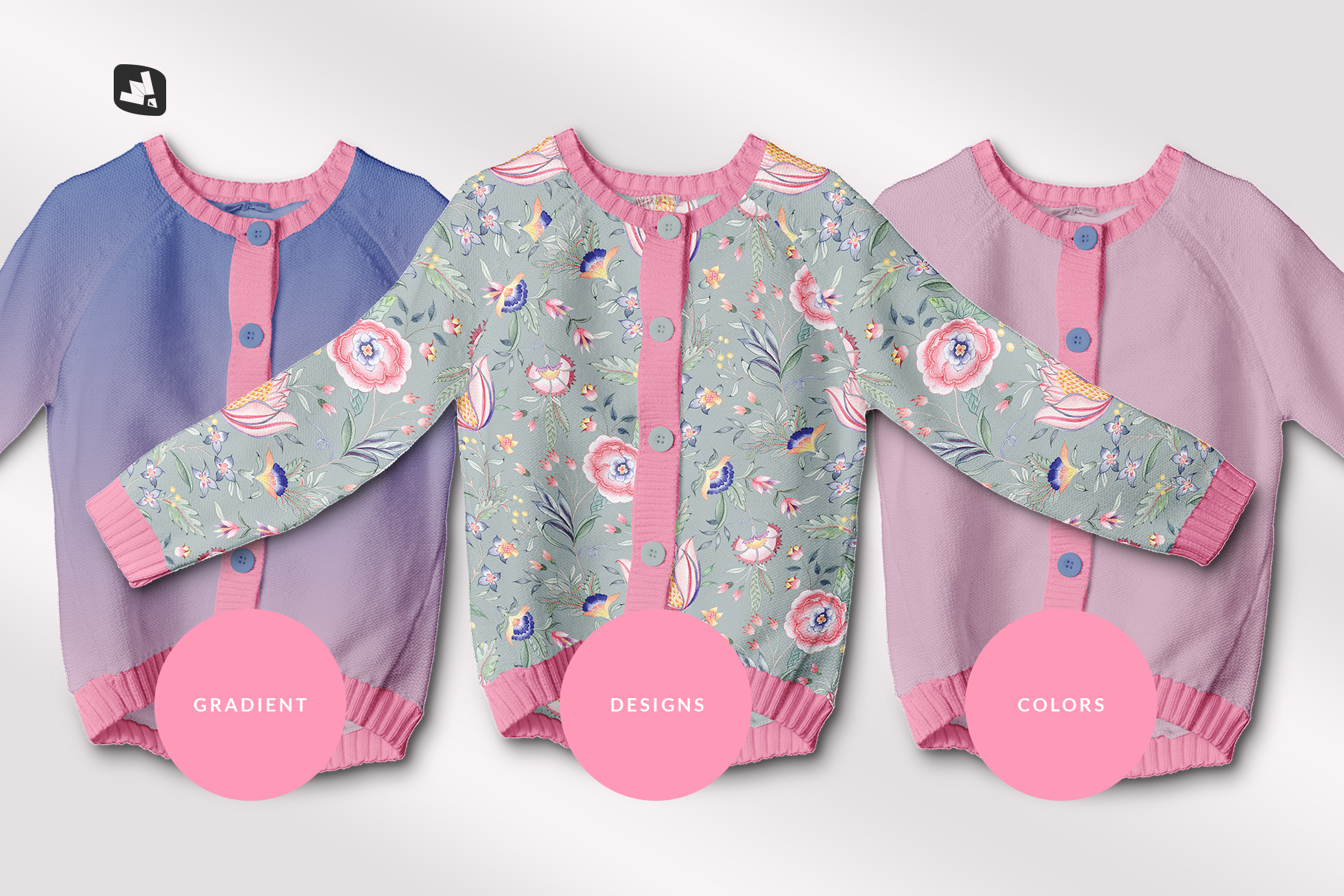 types of the top view baby sweater mockup