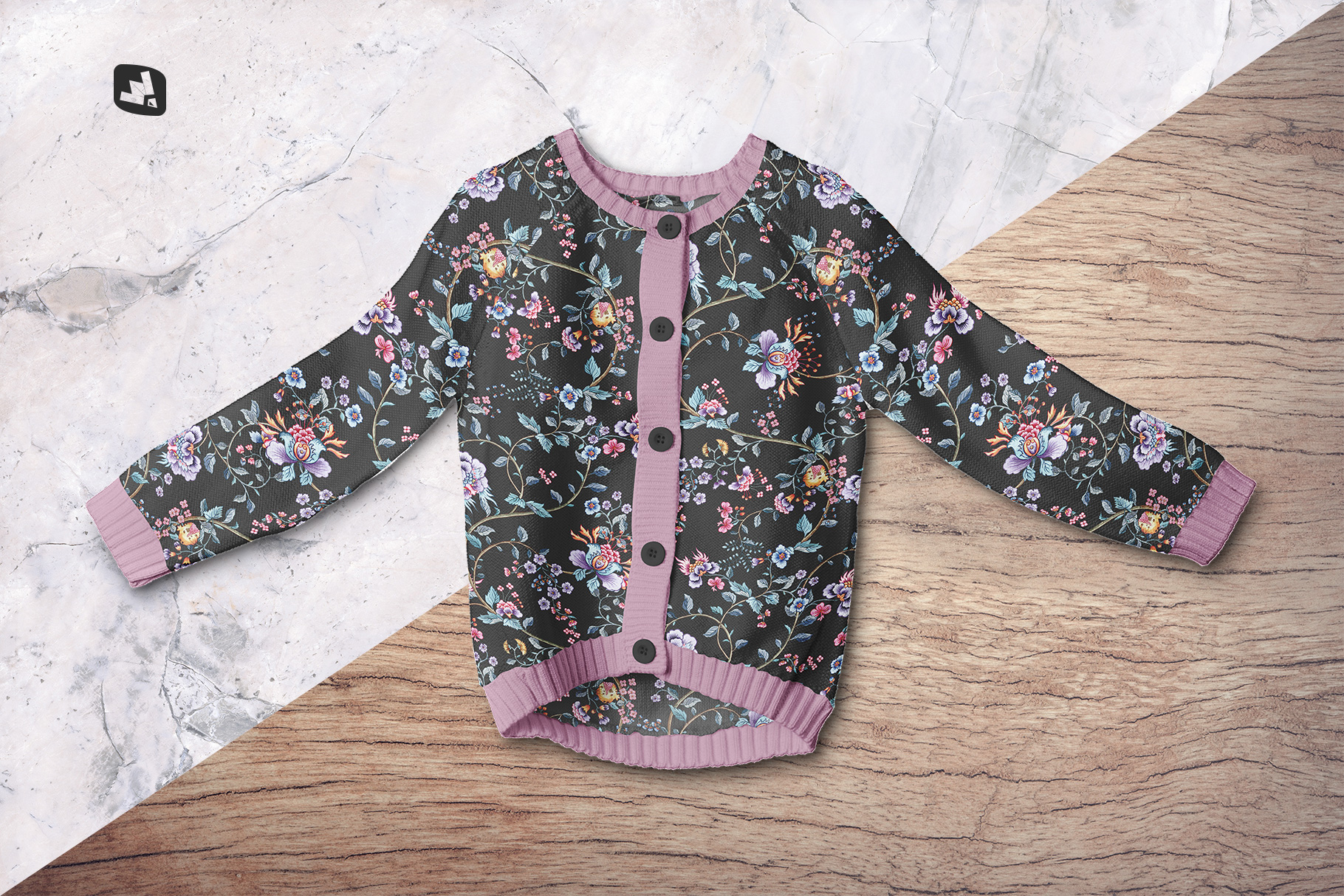 background options of the top view baby sweater mockup