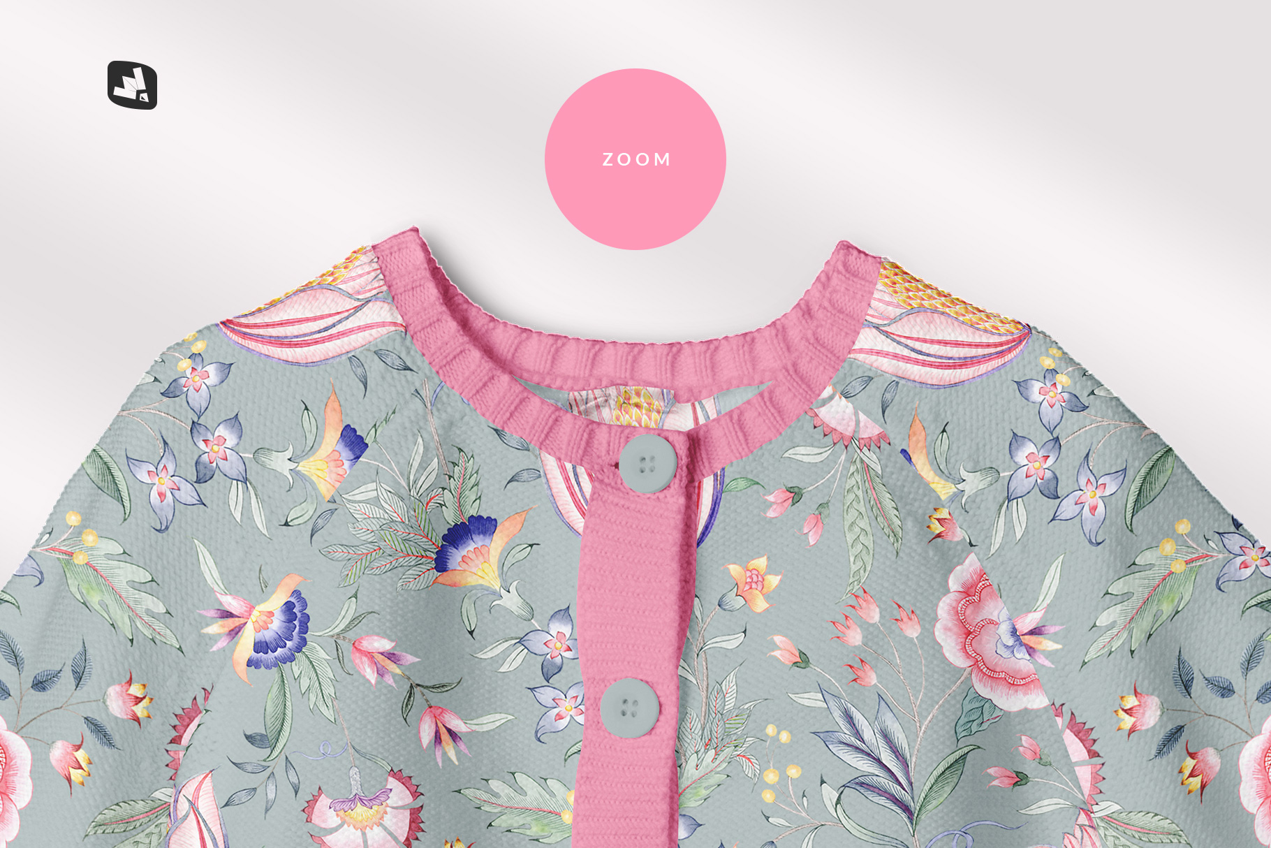 zoomed in image of the top view baby sweater mockup