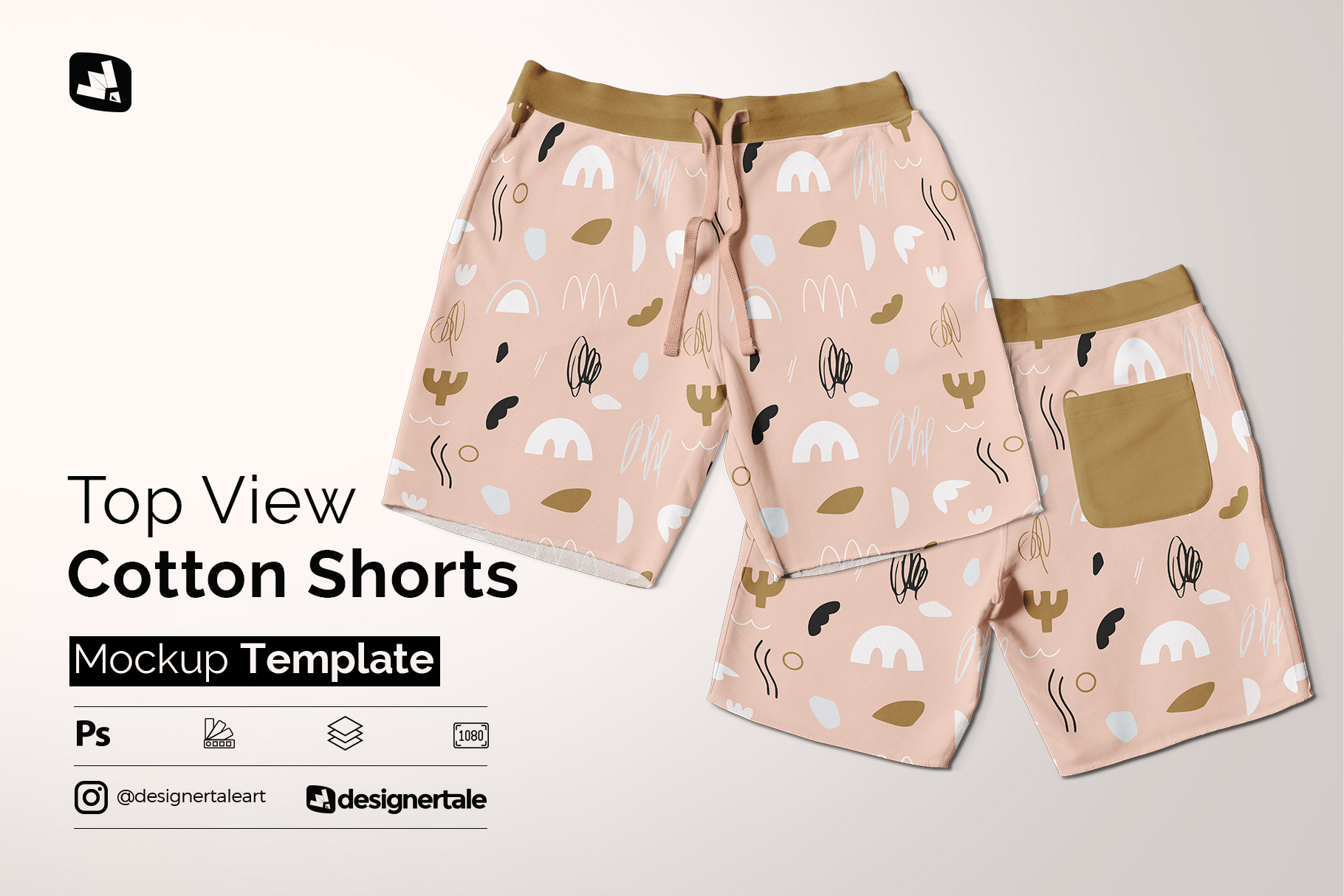 top view cotton shorts mockup
