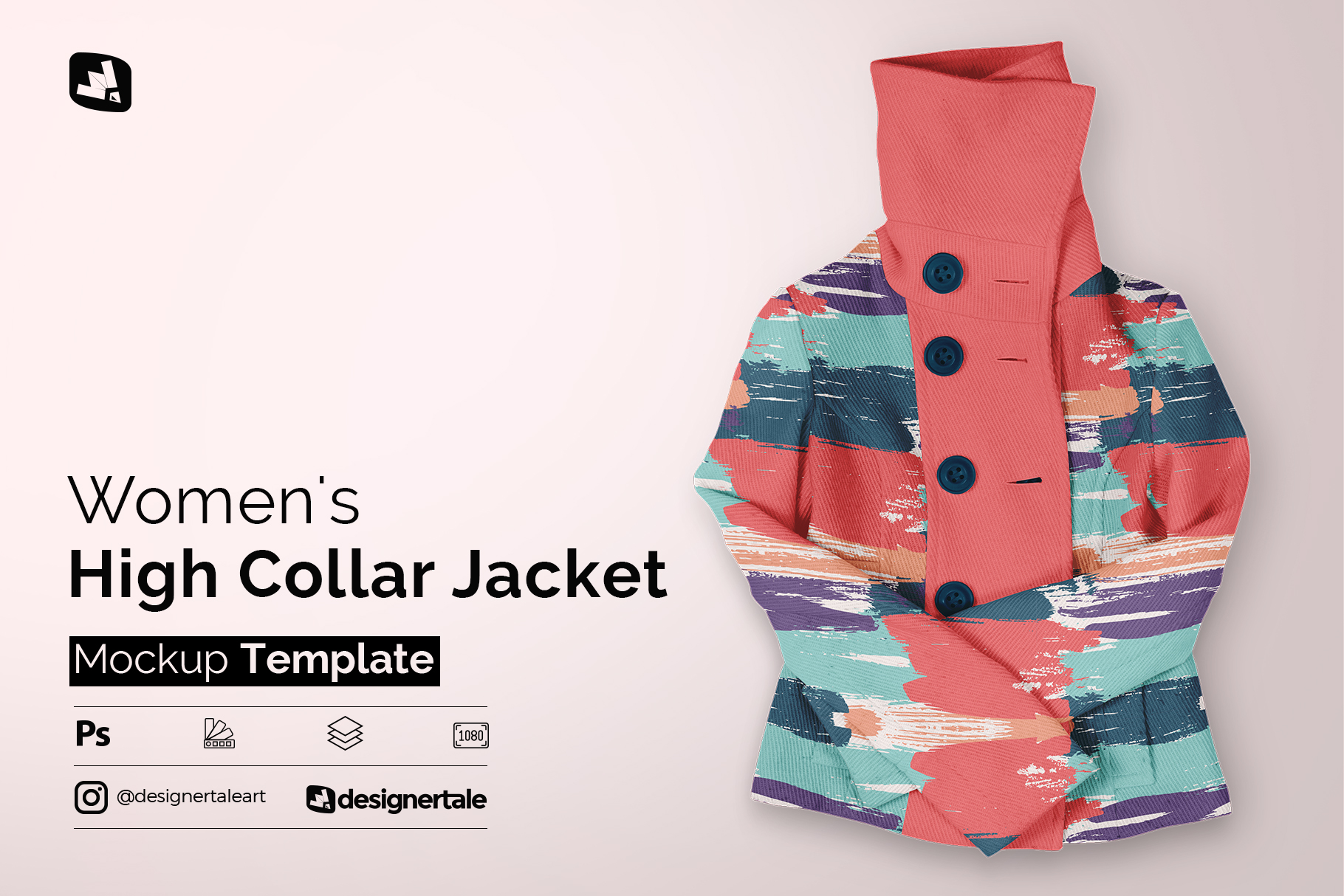 women's high collar jacket mockup