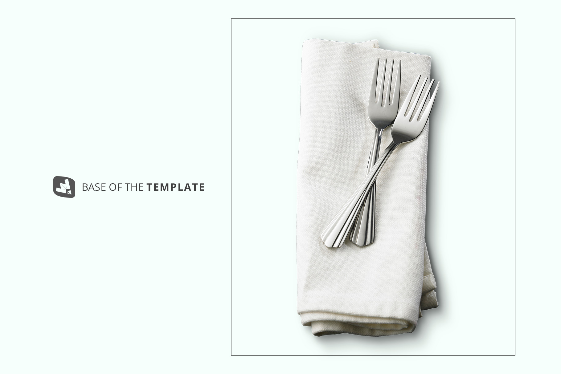 base image of the dinner napkin with cutlery mockup
