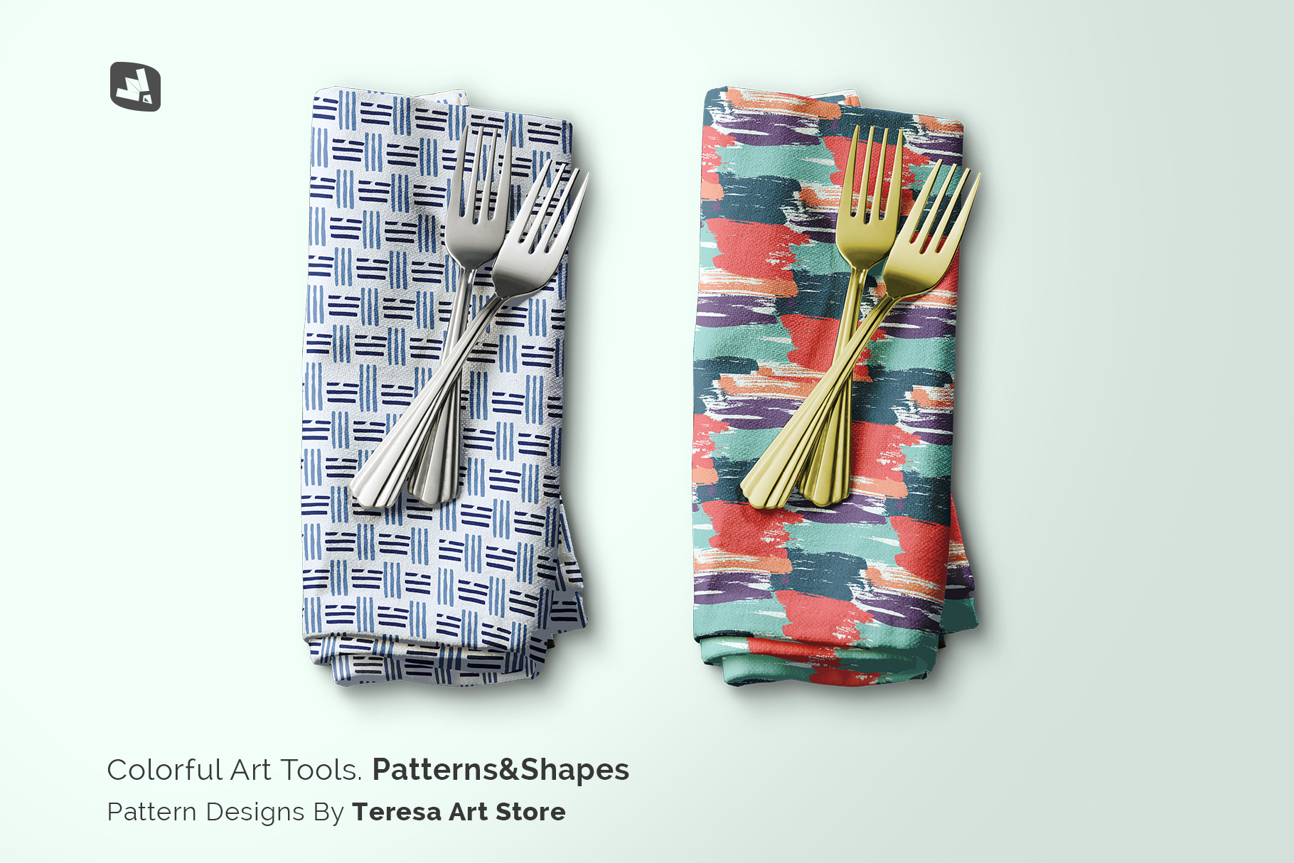 designer's credit of the dinner napkin with cutlery mockup