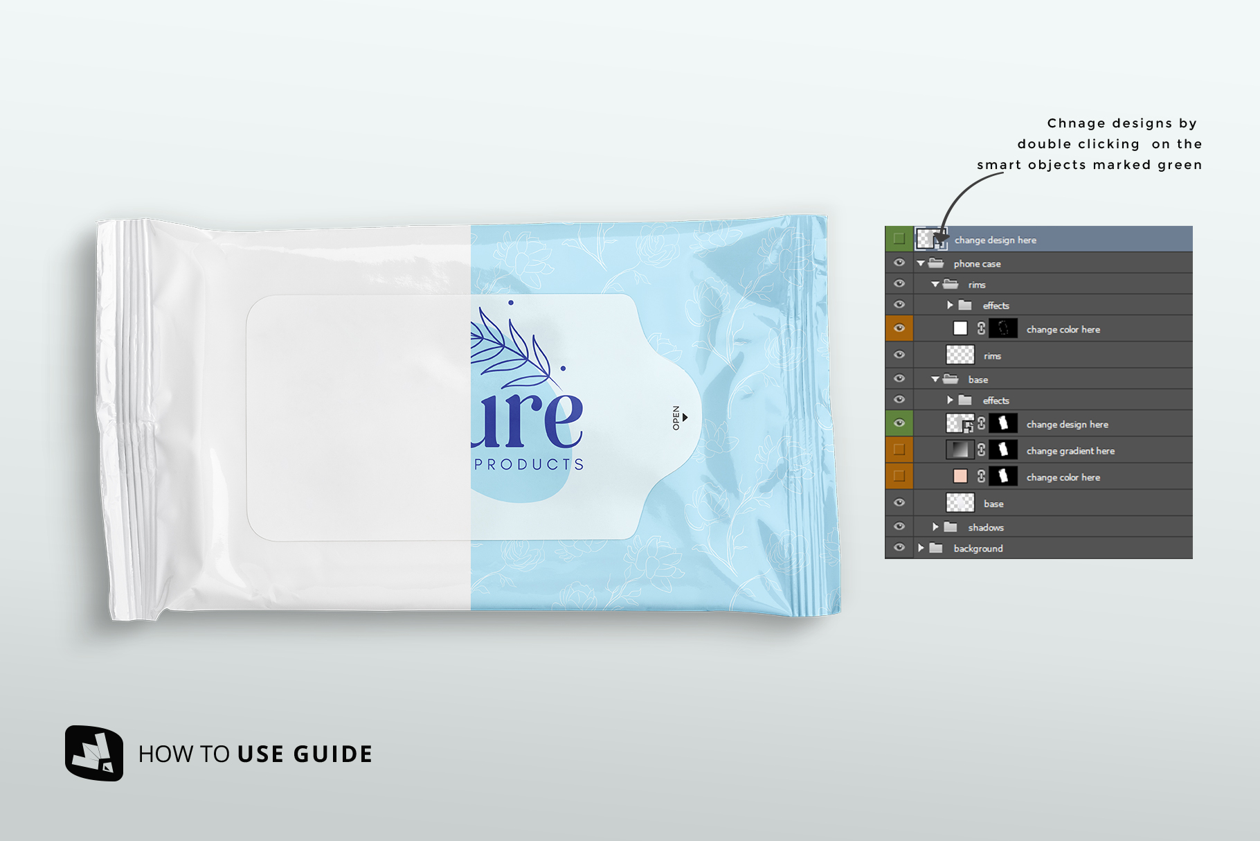 how to change label desig of the disposable wipes packaging mockup