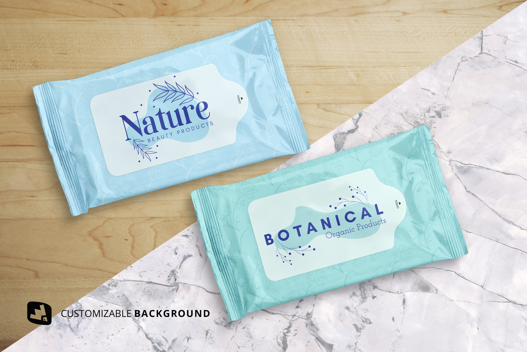 background options of the disposable wipes packaging mockup
