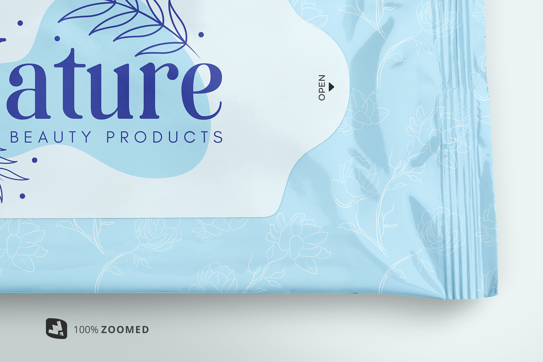 zoomed in image of the disposable wipes packaging mockup