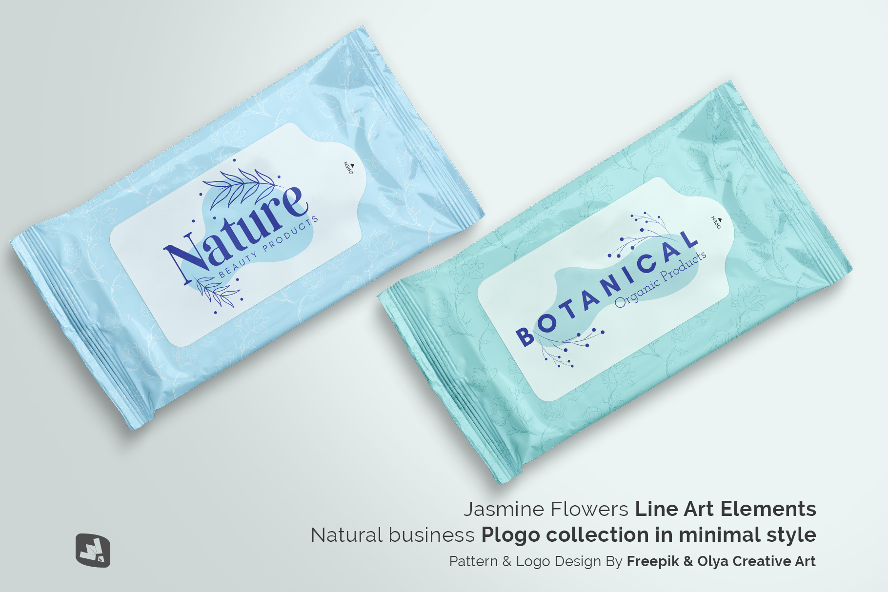 designer's credit of the disposable wipes packaging mockup
