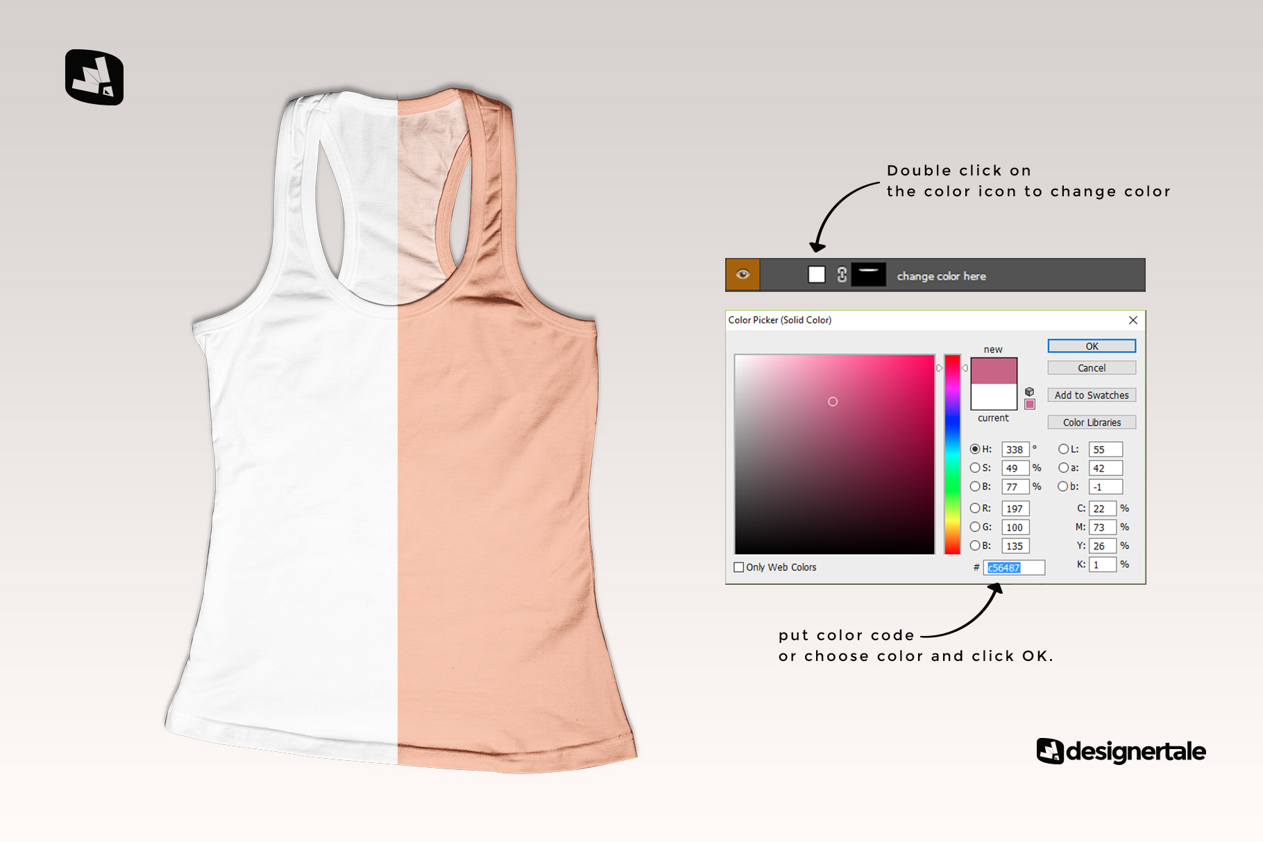 how to change color of the top view female tank top mockup